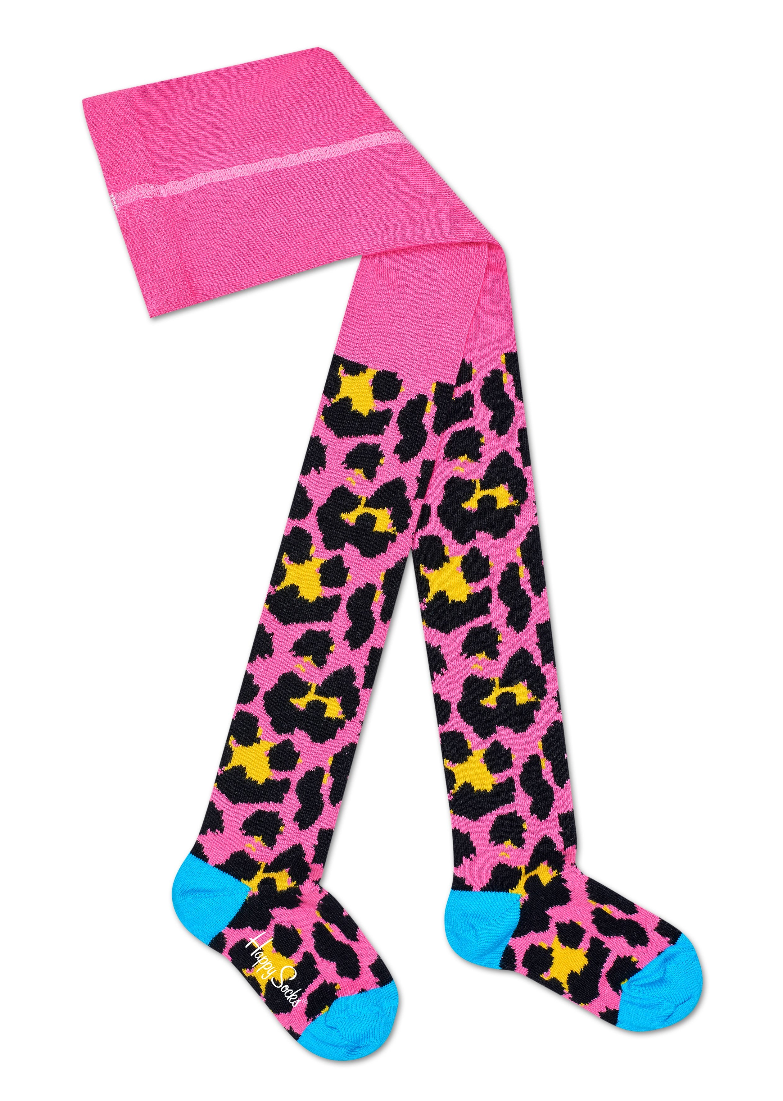Dětské růžové punčochy Happy Socks s barevným vzorem Leopard