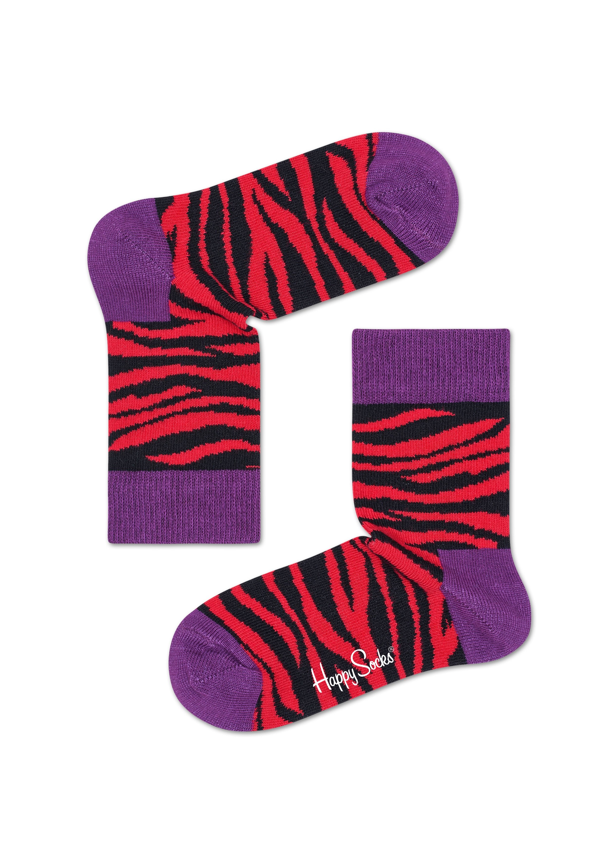Dětské červené ponožky Happy Socks se zebřím vzorem, vzor Zebra