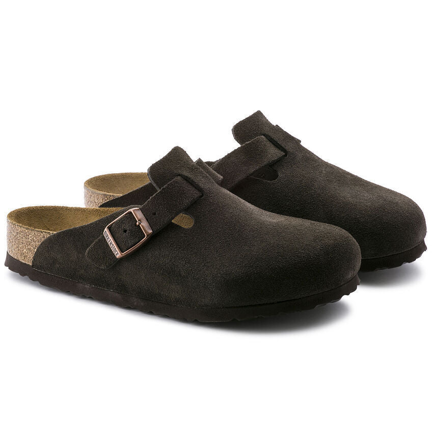 Hnědé pantofle Birkenstock Boston SFB Suede Leather