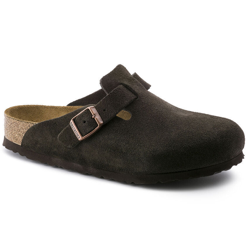 Hnědé pantofle Birkenstock Boston SFB Suede Leather