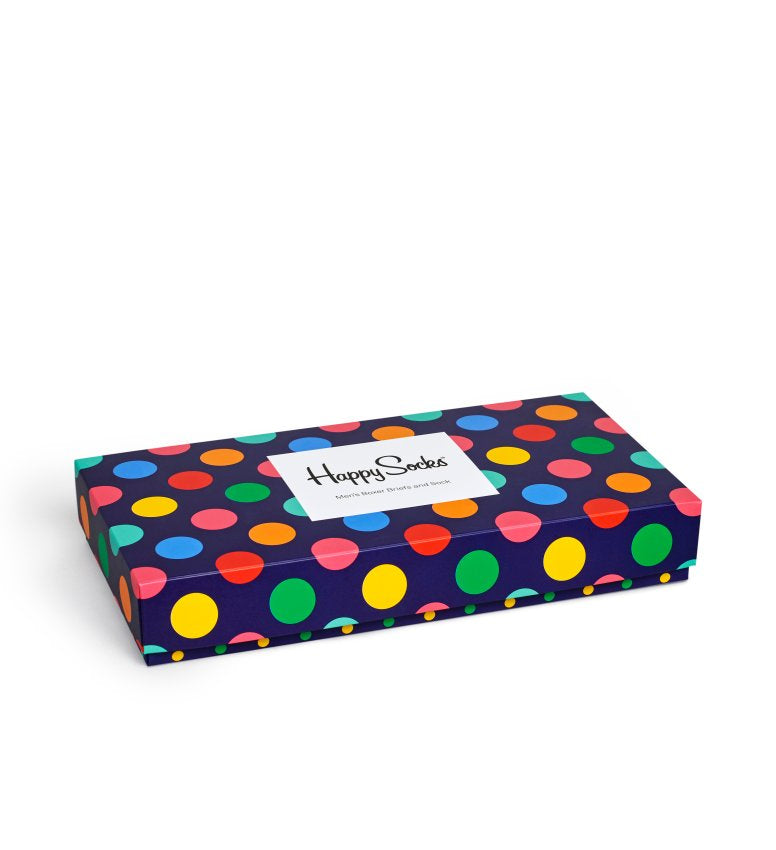 Dárkový box ponožek a boxerek Happy Socks Combo Big Dot Blue - 2 páry