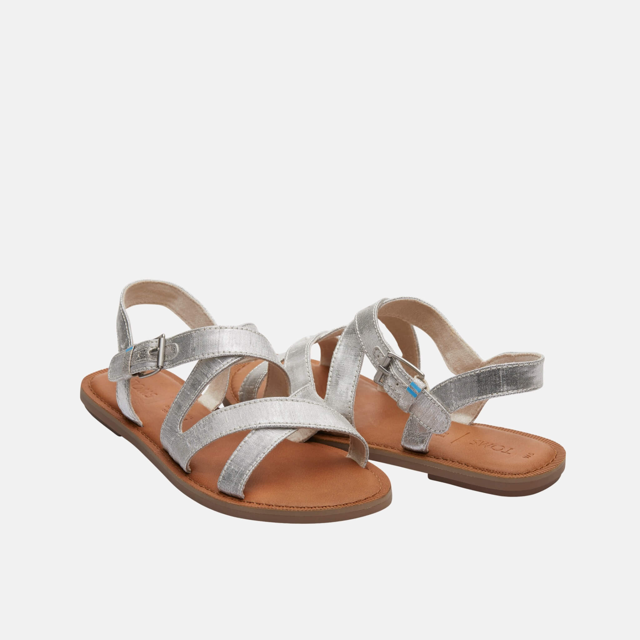 Dámské stříbrné sandálky TOMS Silver Metallic Sicily Sandals