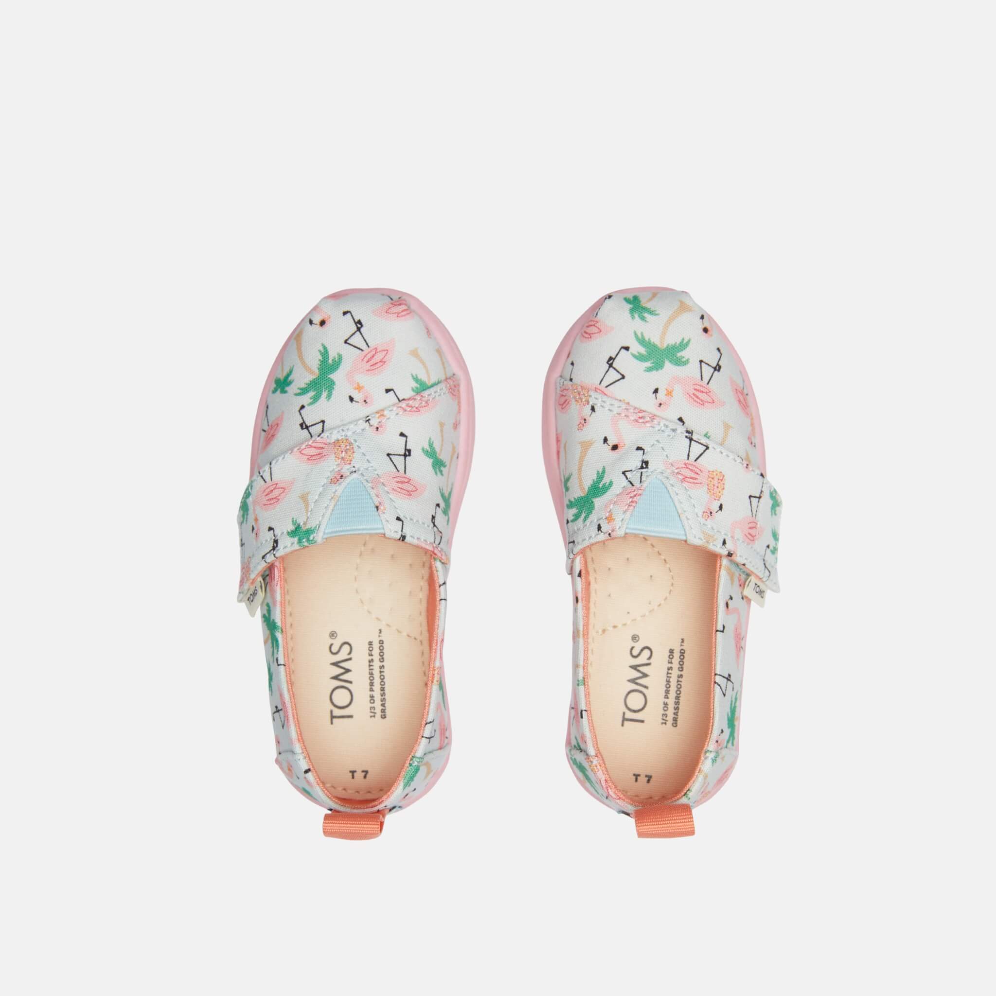 Dětské modré espadrilky s plameňáky TOMS Tiny Alpargata