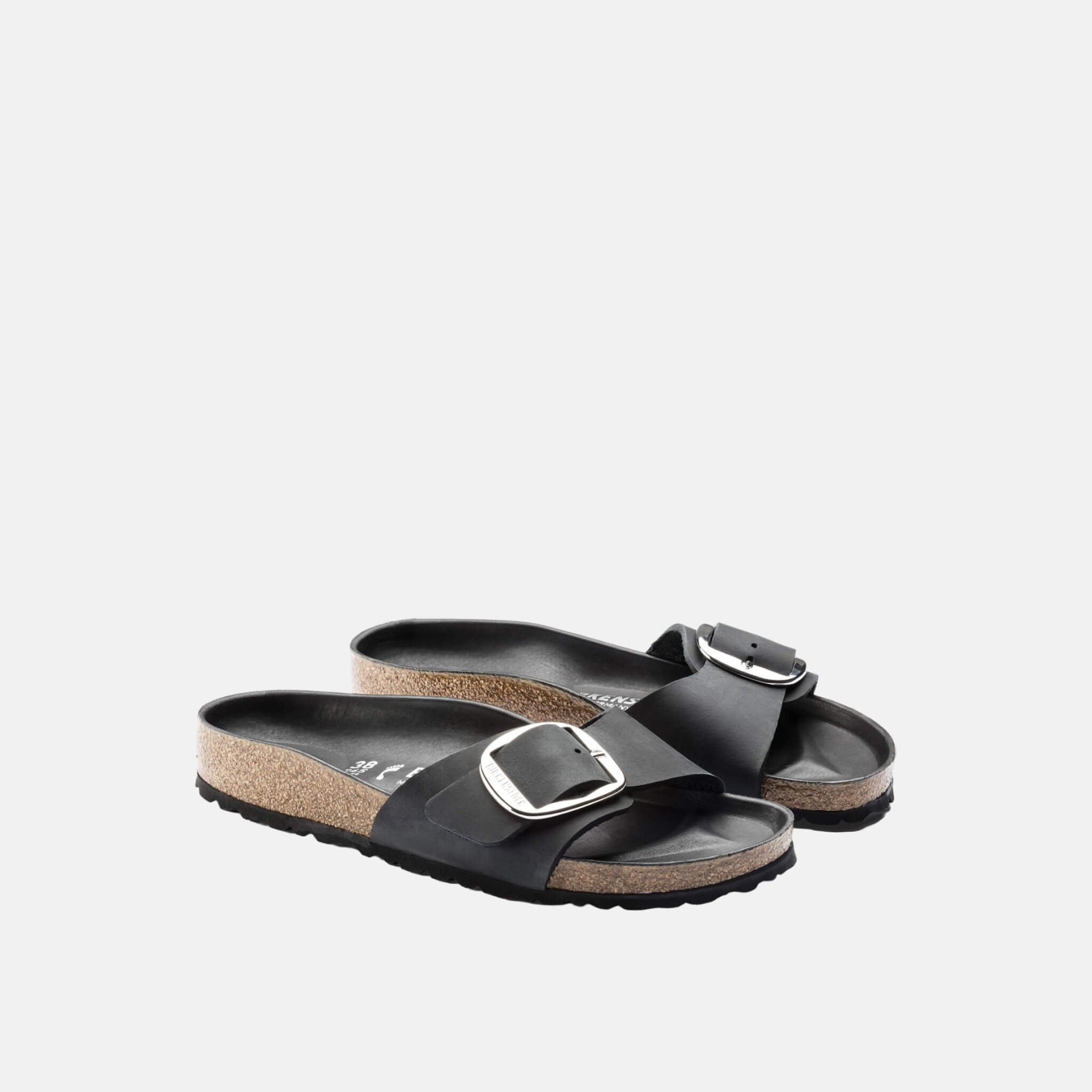 Černé pantofle Birkenstock Madrid Big Buckle Oiled Leather