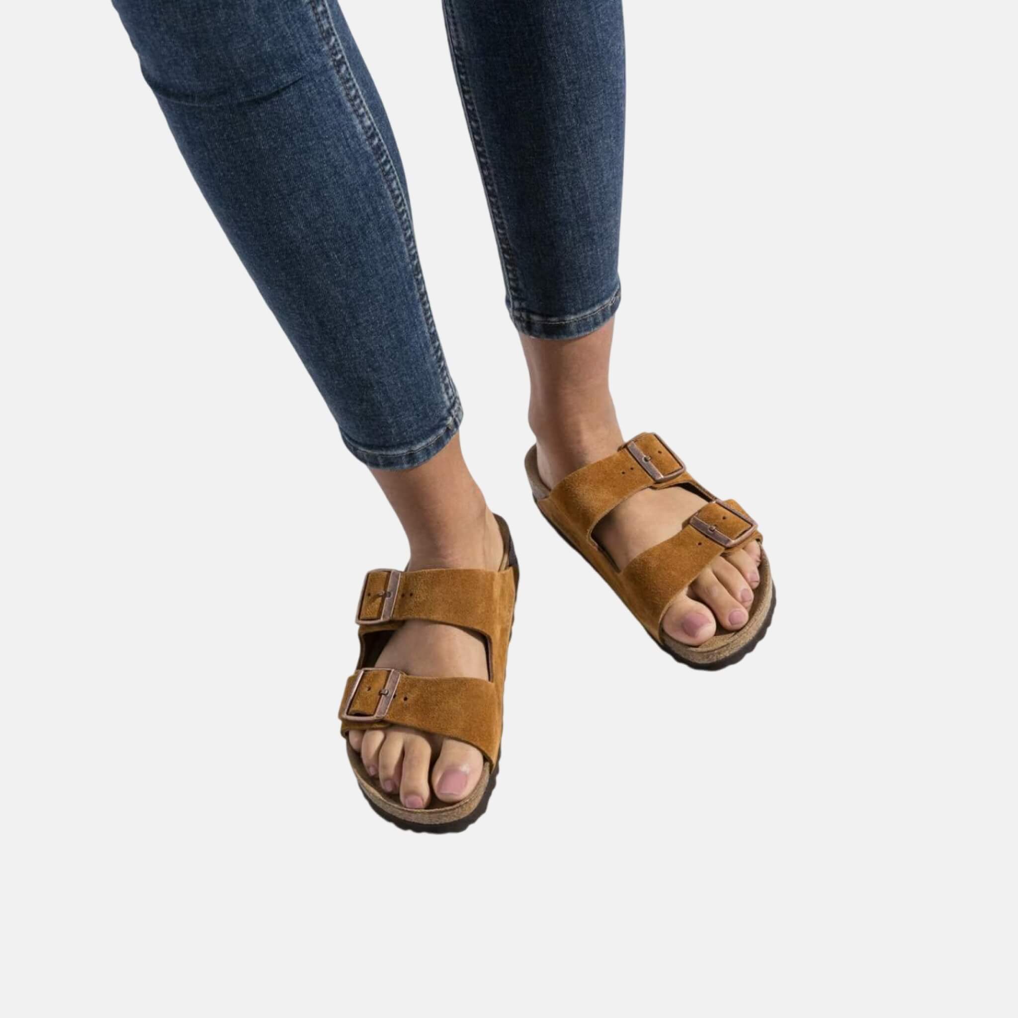 Hnědé pantofle Birkenstock Arizona Soft Footbed Suede