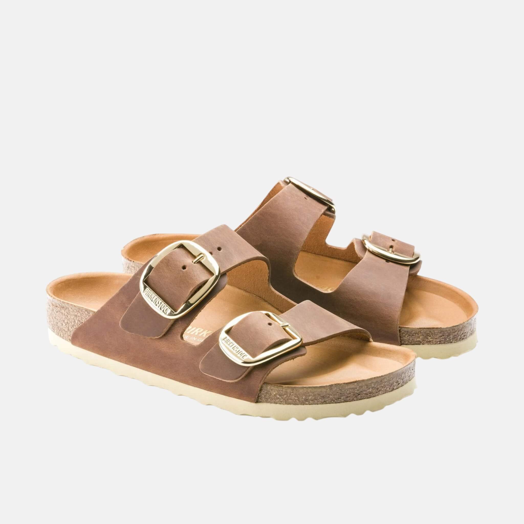 Hnědé Regular Pantofle Birkenstock Arizona Big Buckle Oiled Leather
