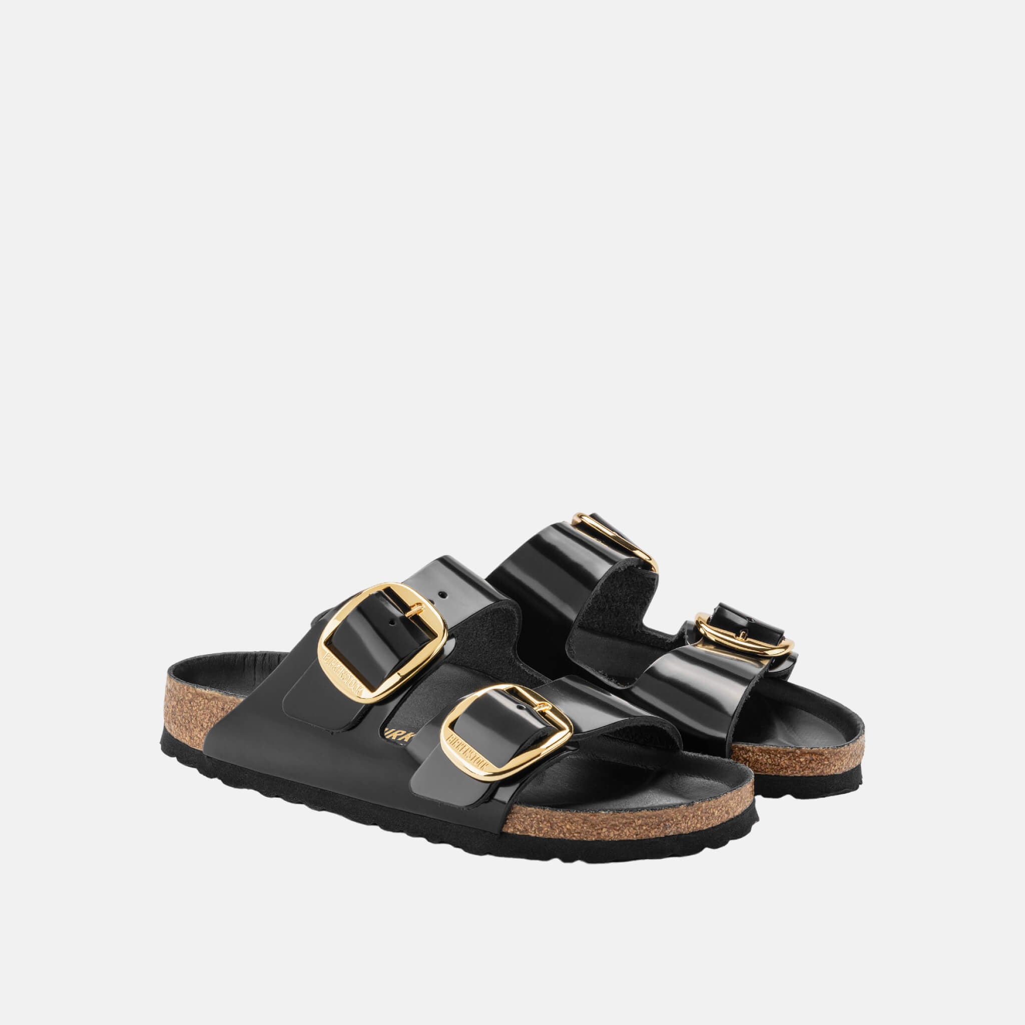 Černé Regular Pantofle Birkenstock Arizona Big Buckle High Shine Leather