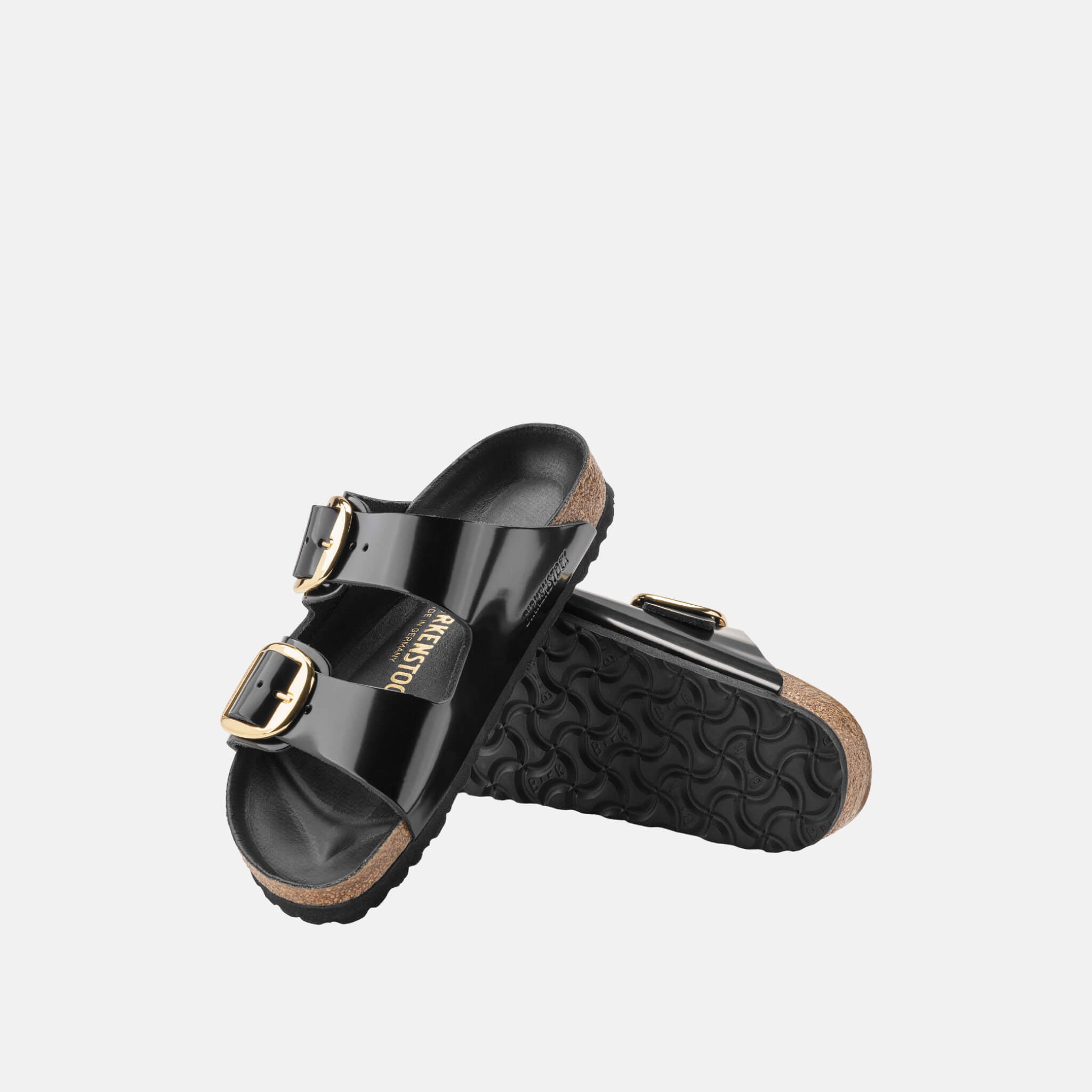 Černé Regular Pantofle Birkenstock Arizona Big Buckle High Shine Leather