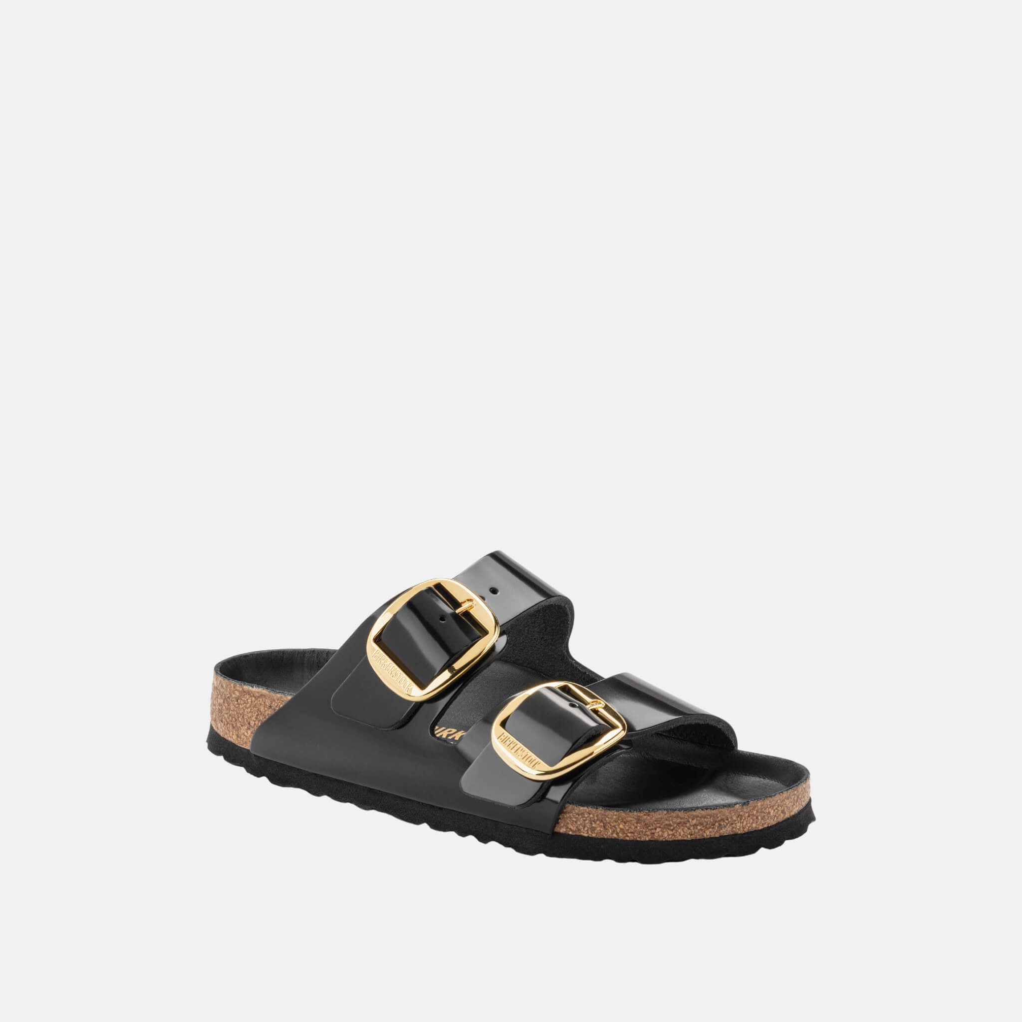 Černé Regular Pantofle Birkenstock Arizona Big Buckle High Shine Leather