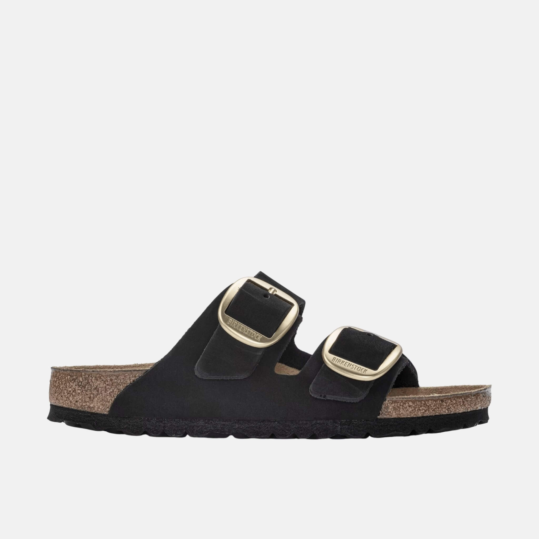 Černé Regular Pantofle Birkenstock Arizona Big Buckle Nubuck Leather