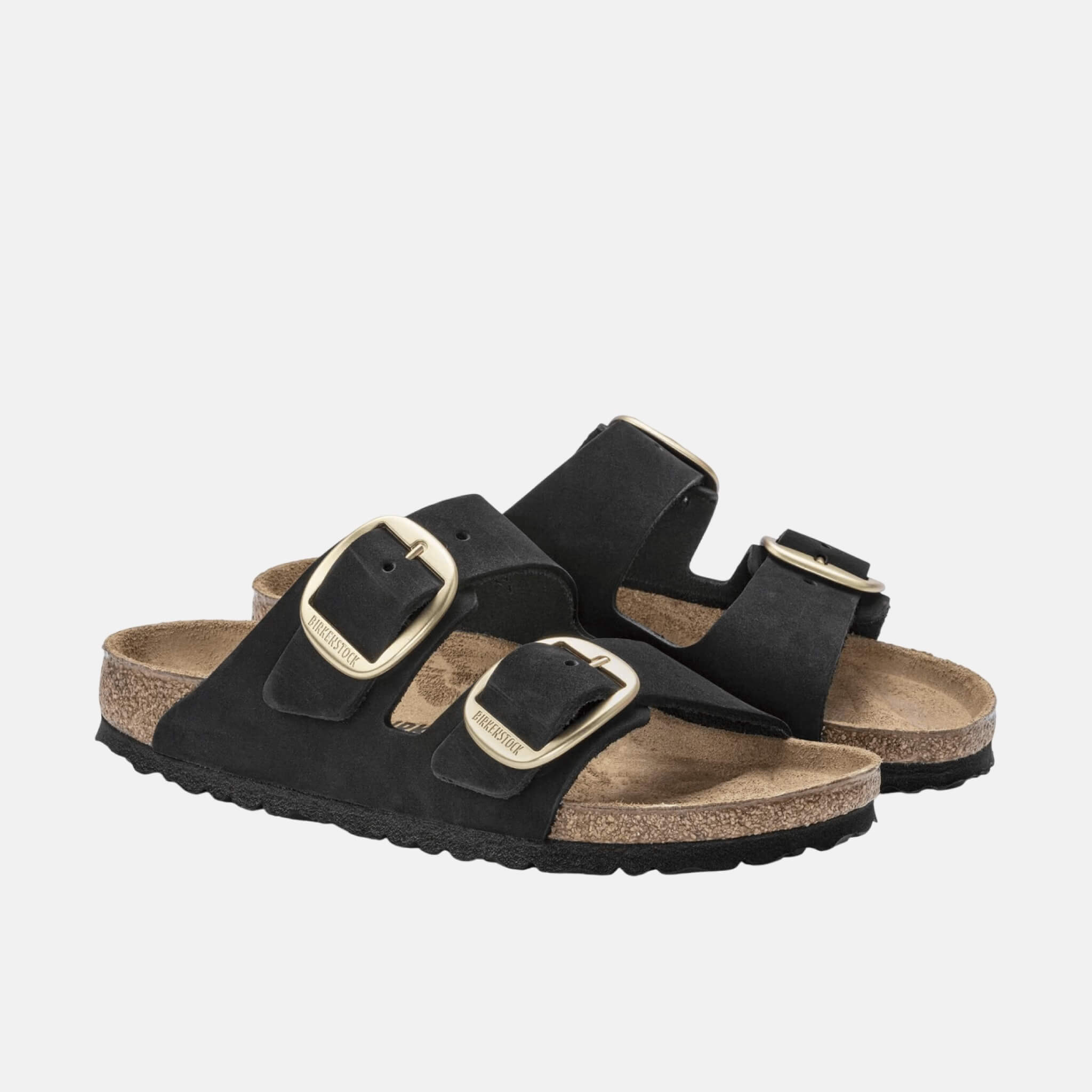 Černé Regular Pantofle Birkenstock Arizona Big Buckle Nubuck Leather