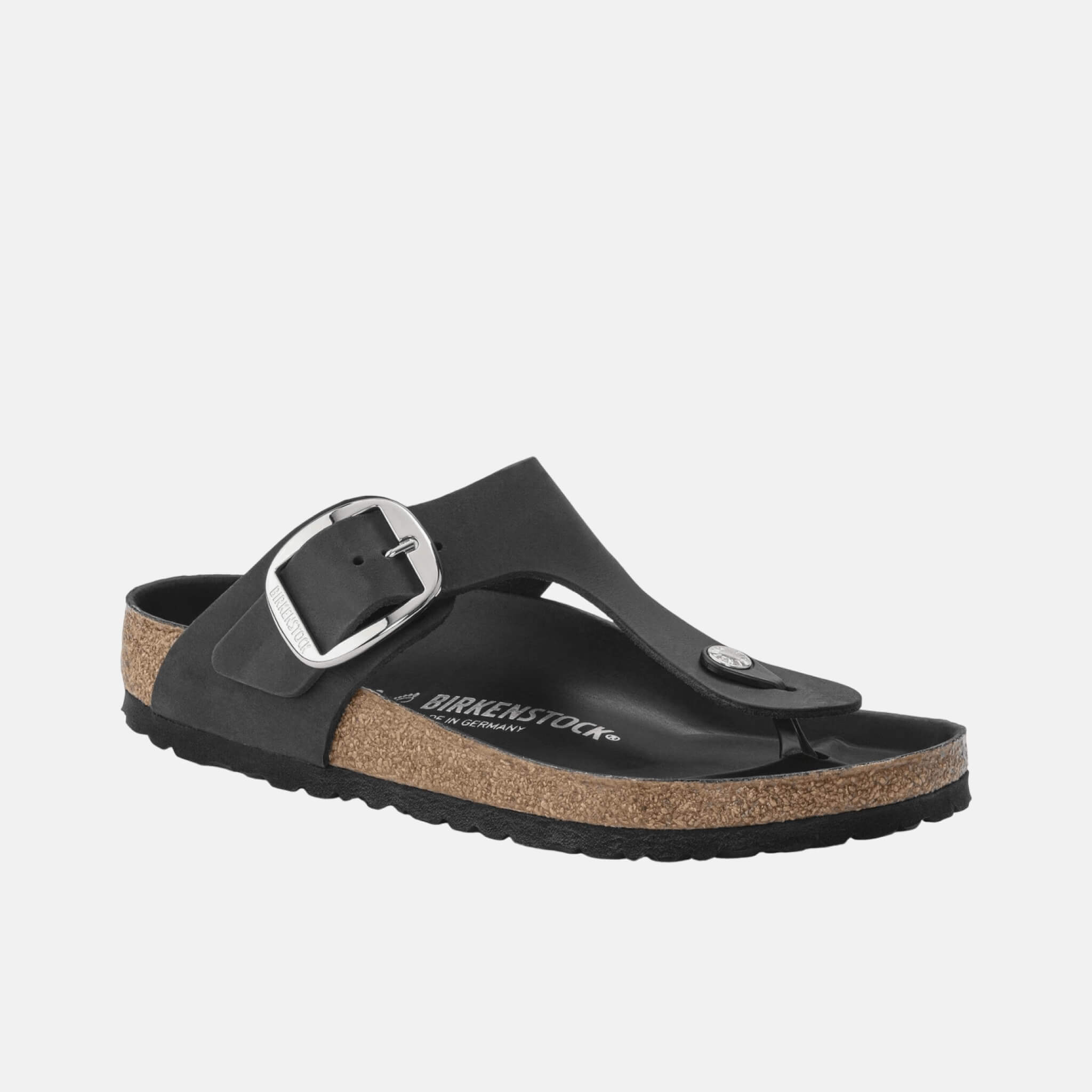 Černé Regular žabky Gizeh Big Buckle Natural Leather Oiled