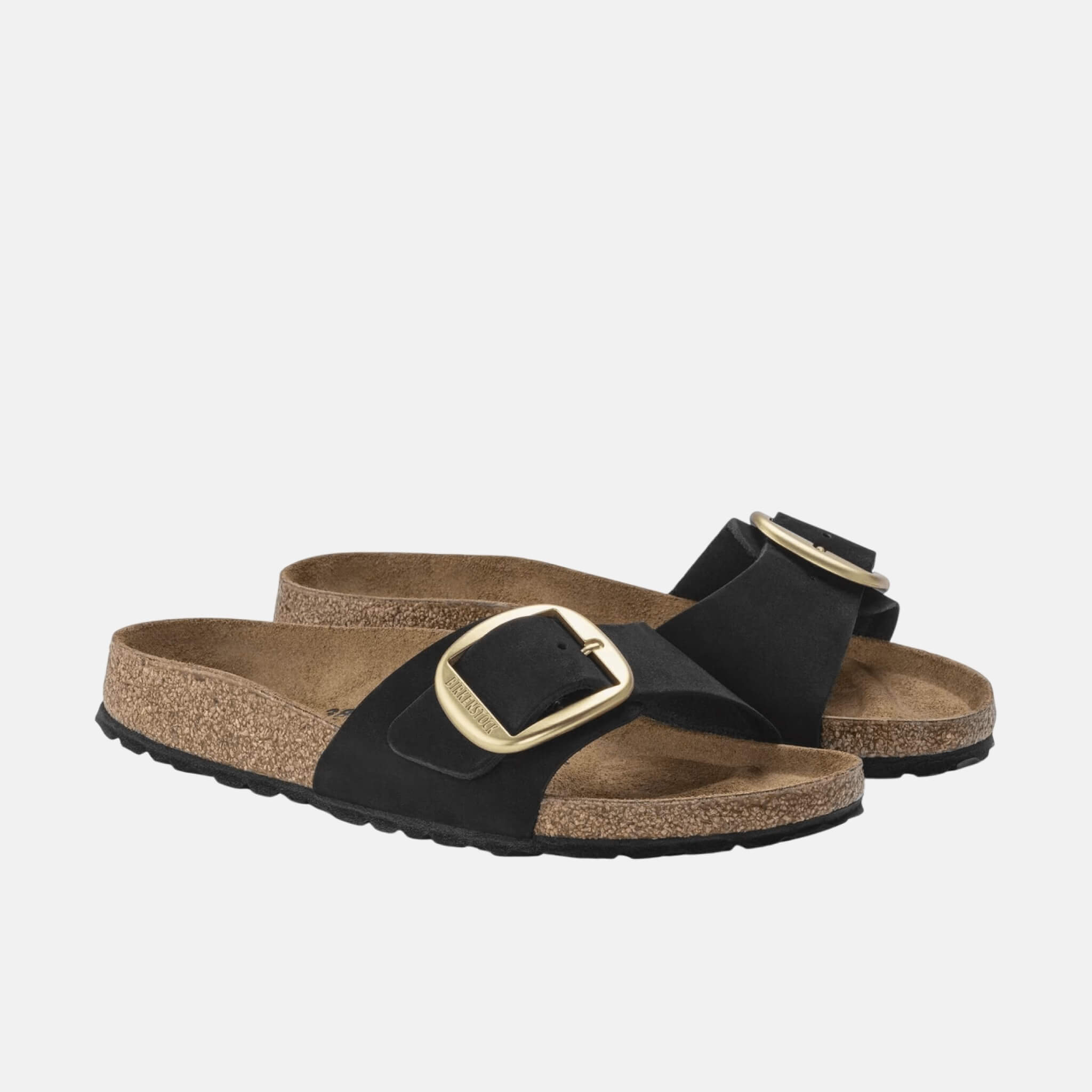 Černé pantofle Birkenstock Madrid Big Buckle Nubuck Leather