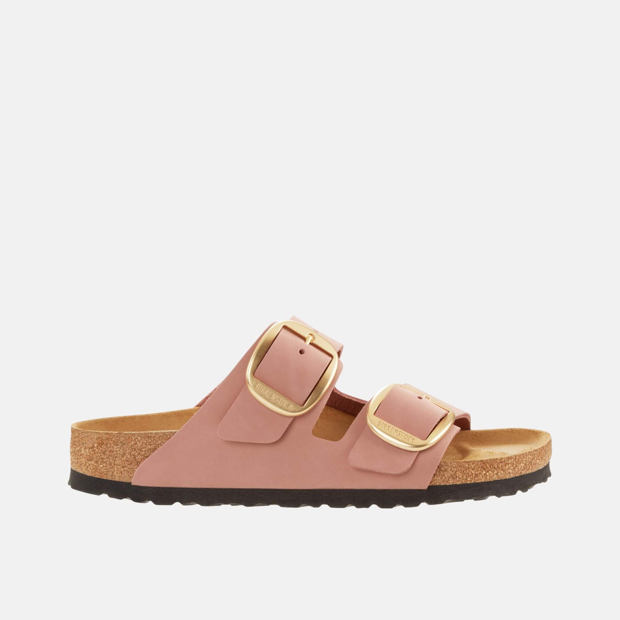 Růžové Regular Pantofle Arizona Big Buckle Nubuk Leather