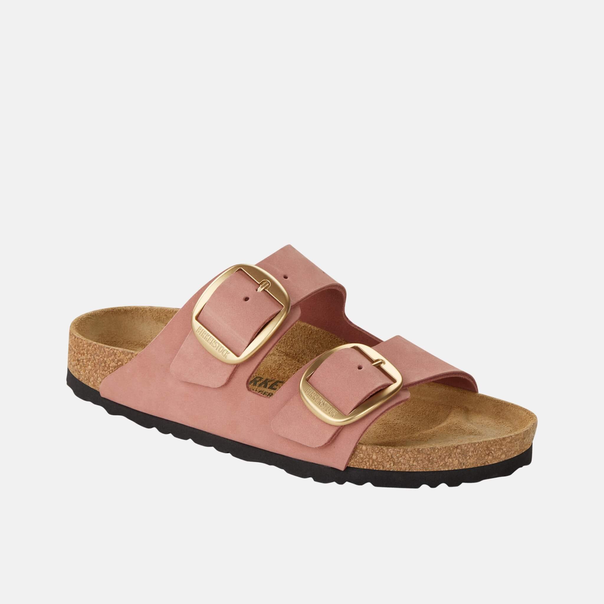 Růžové Regular Pantofle Arizona Big Buckle Nubuk Leather