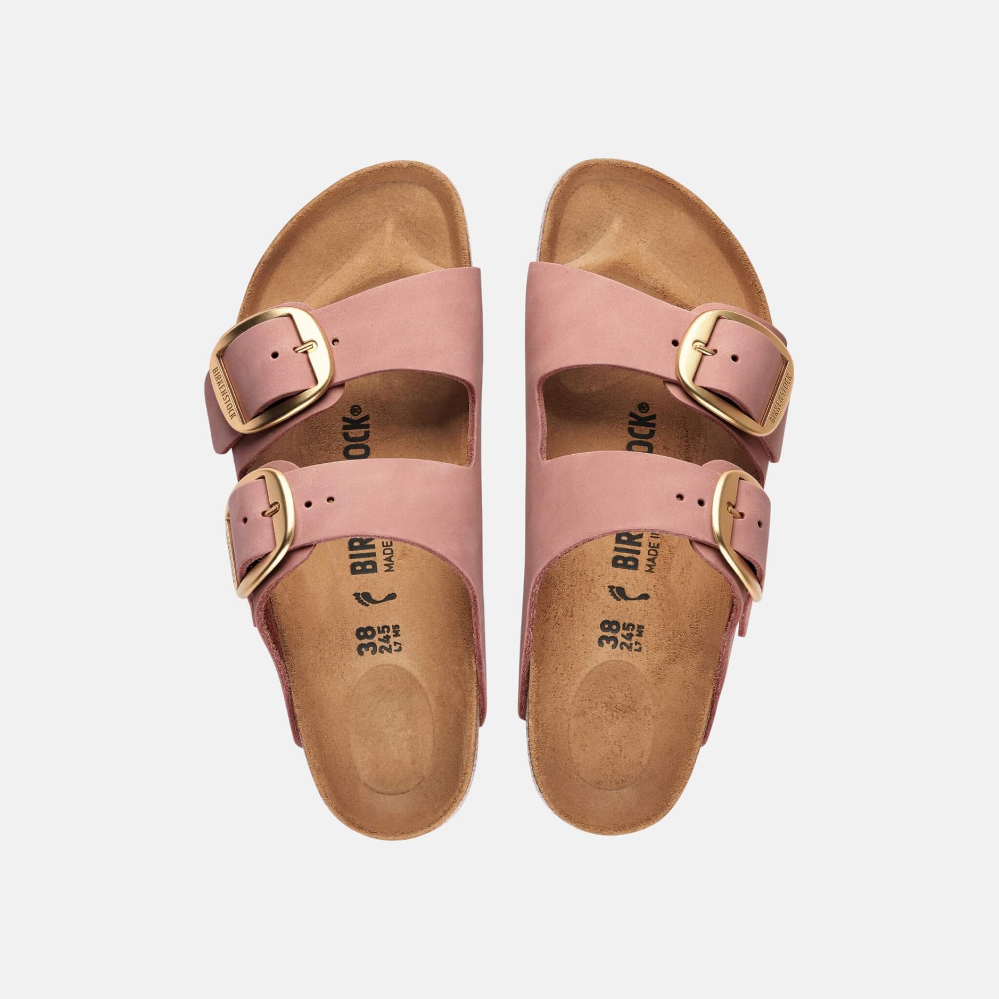 Růžové Regular Pantofle Arizona Big Buckle Nubuk Leather
