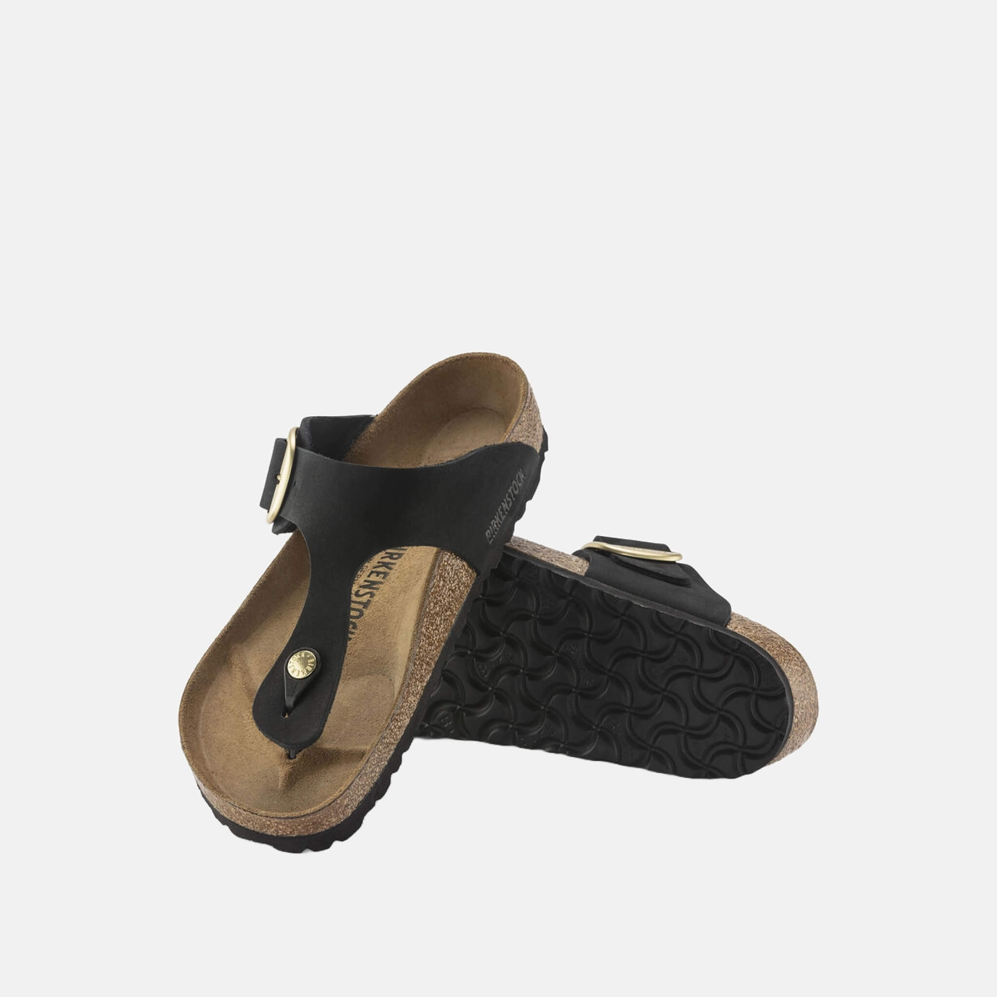 Černé Regular Žabky Birkenstock Gizeh Big Buckle Nubuck Leather