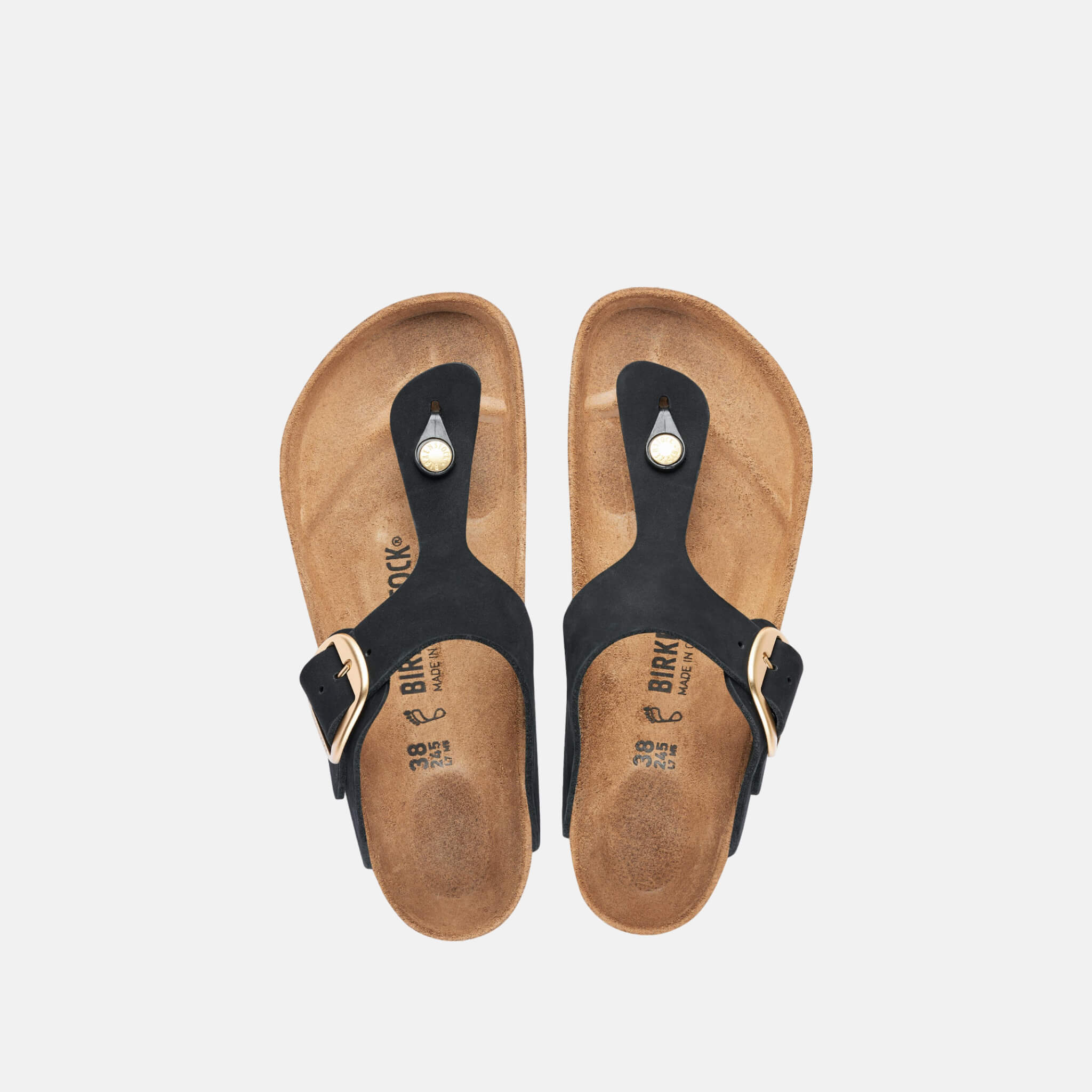 Černé Regular Žabky Birkenstock Gizeh Big Buckle Nubuck Leather