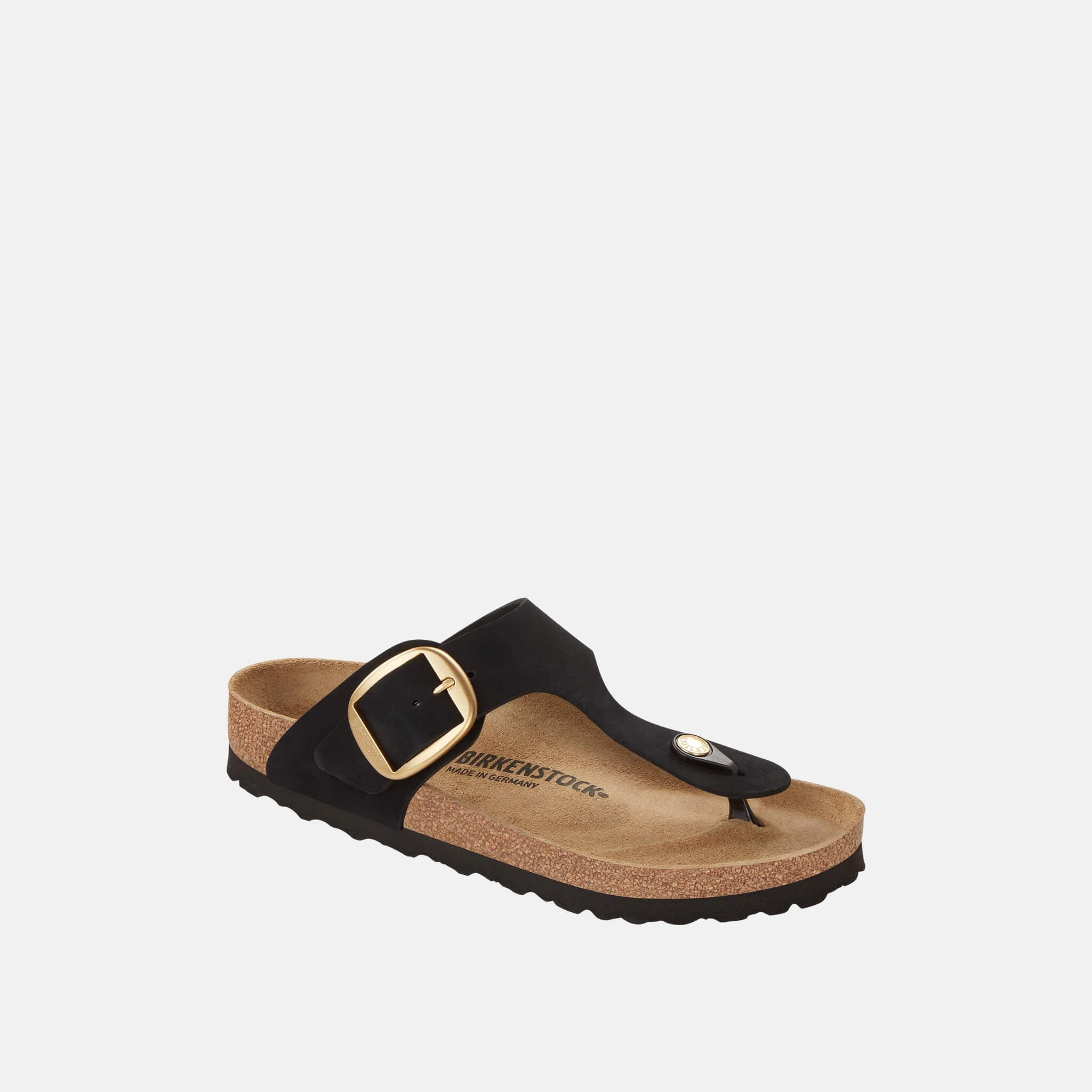 Černé Regular Žabky Birkenstock Gizeh Big Buckle Nubuck Leather