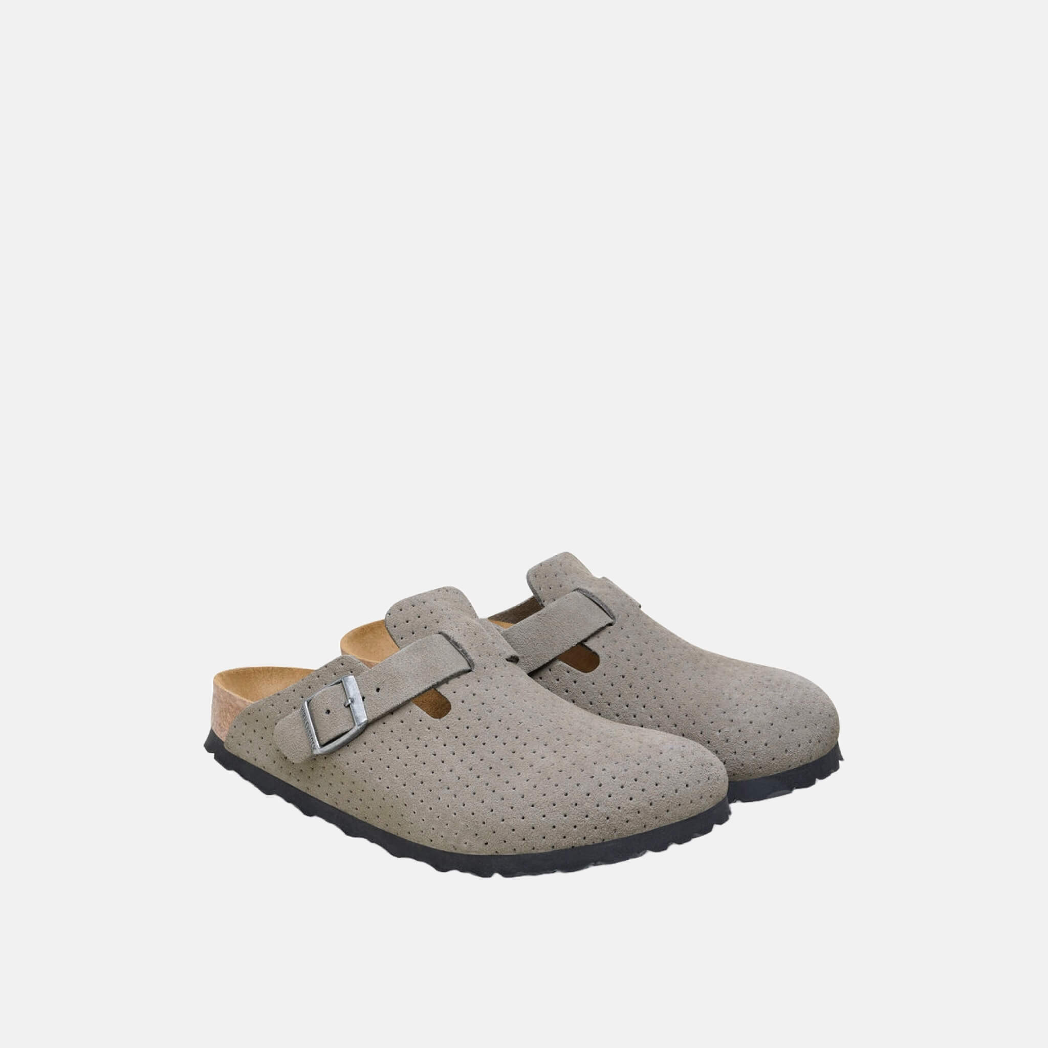 Šedé Regular Pantofle Birkenstock Boston Suede Leather Embossed