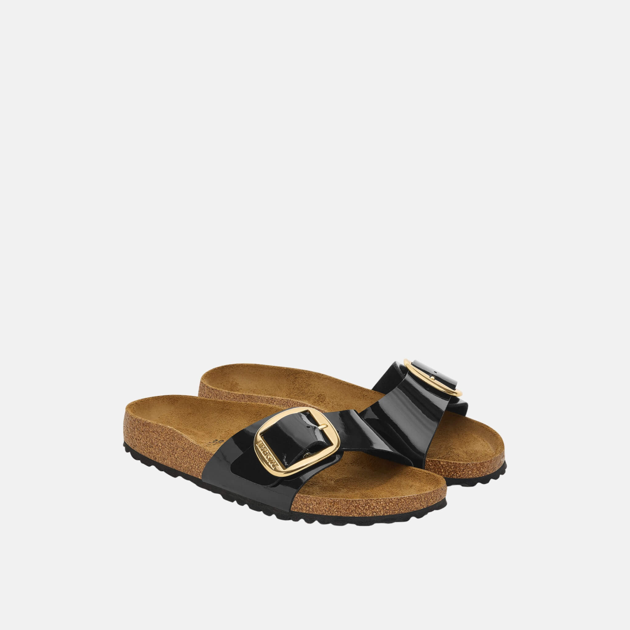 Černé Regular Pantofle Birkenstock Madrid Big Buckle Birko-Flor Patent