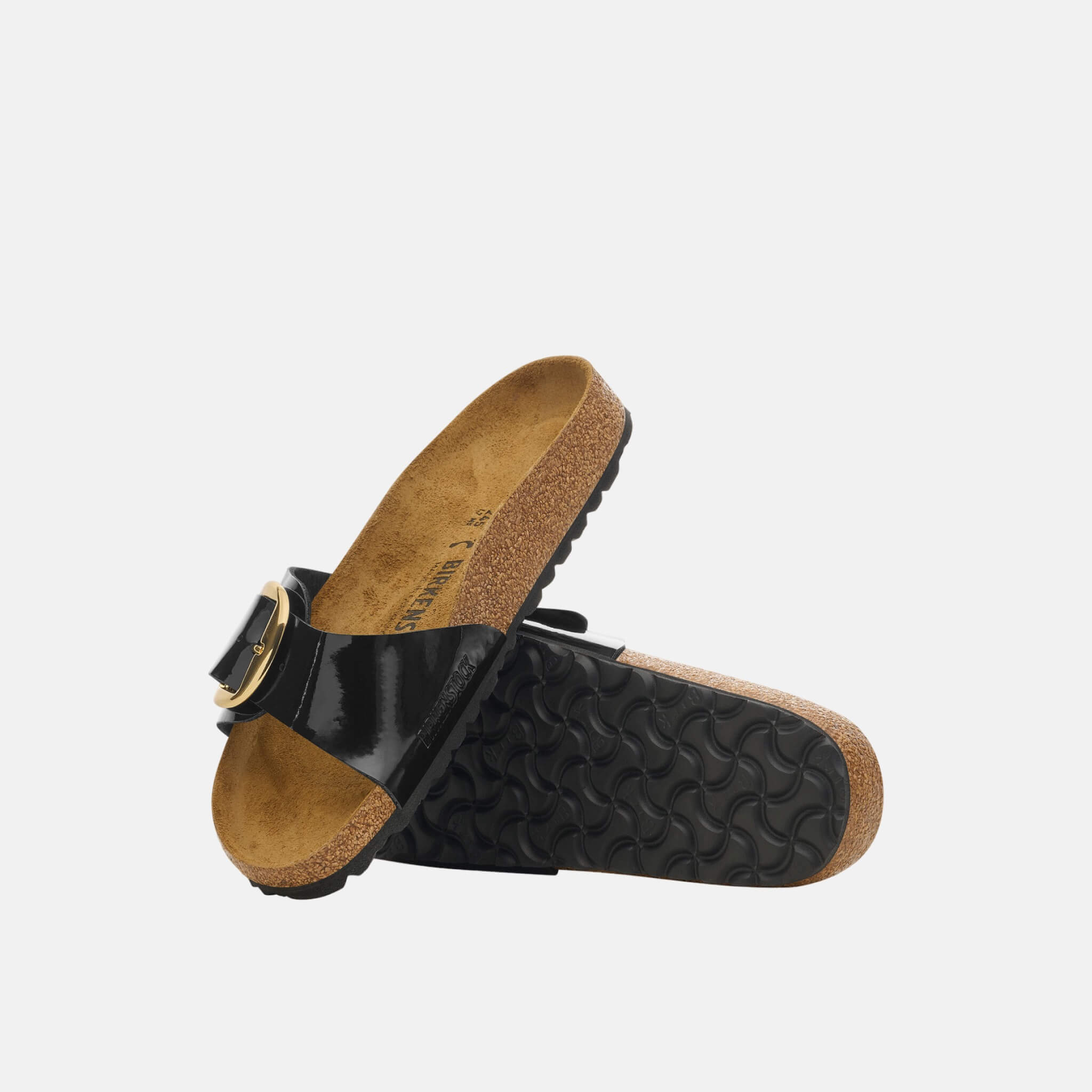 Černé Regular Pantofle Birkenstock Madrid Big Buckle Birko-Flor Patent