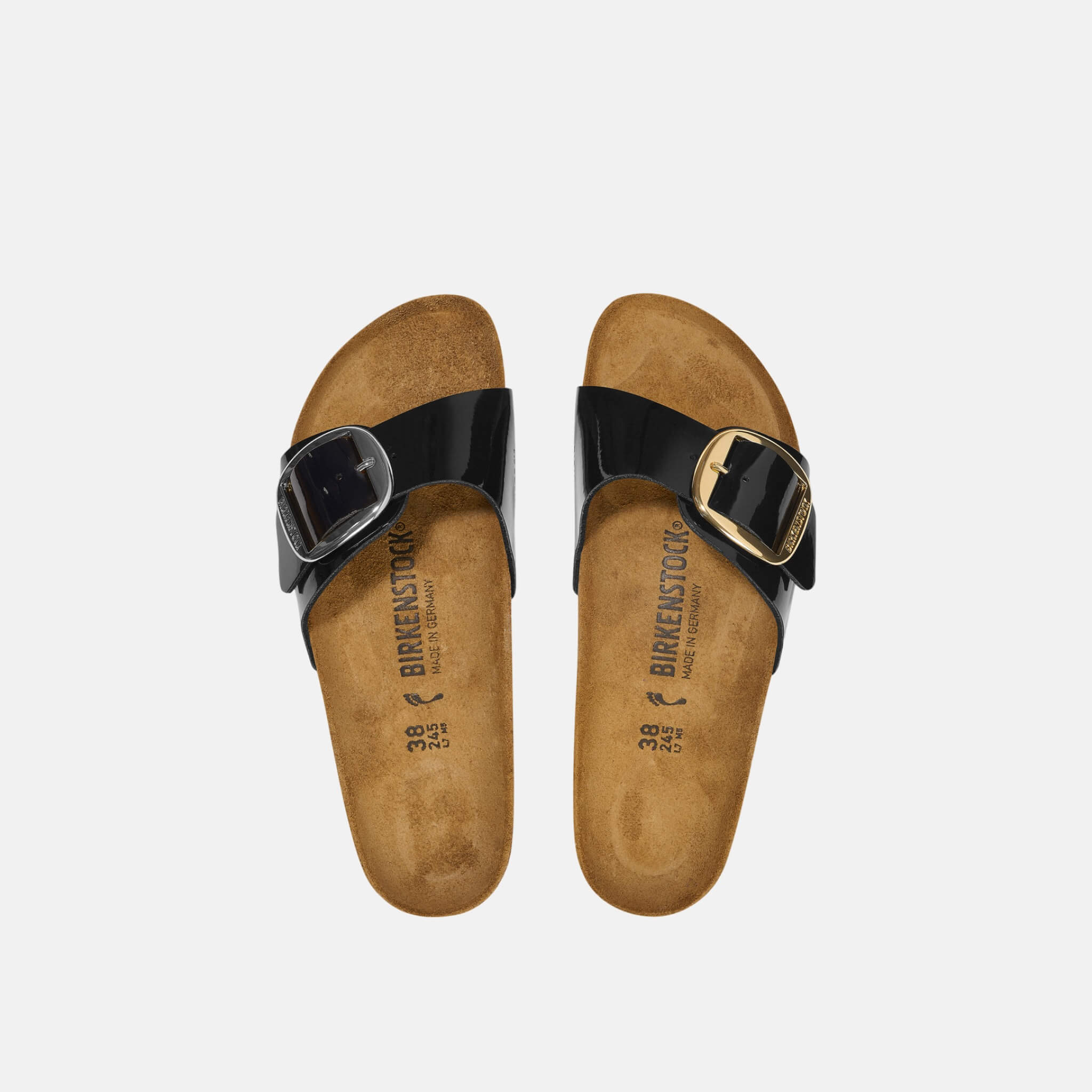 Černé Regular Pantofle Birkenstock Madrid Big Buckle Birko-Flor Patent