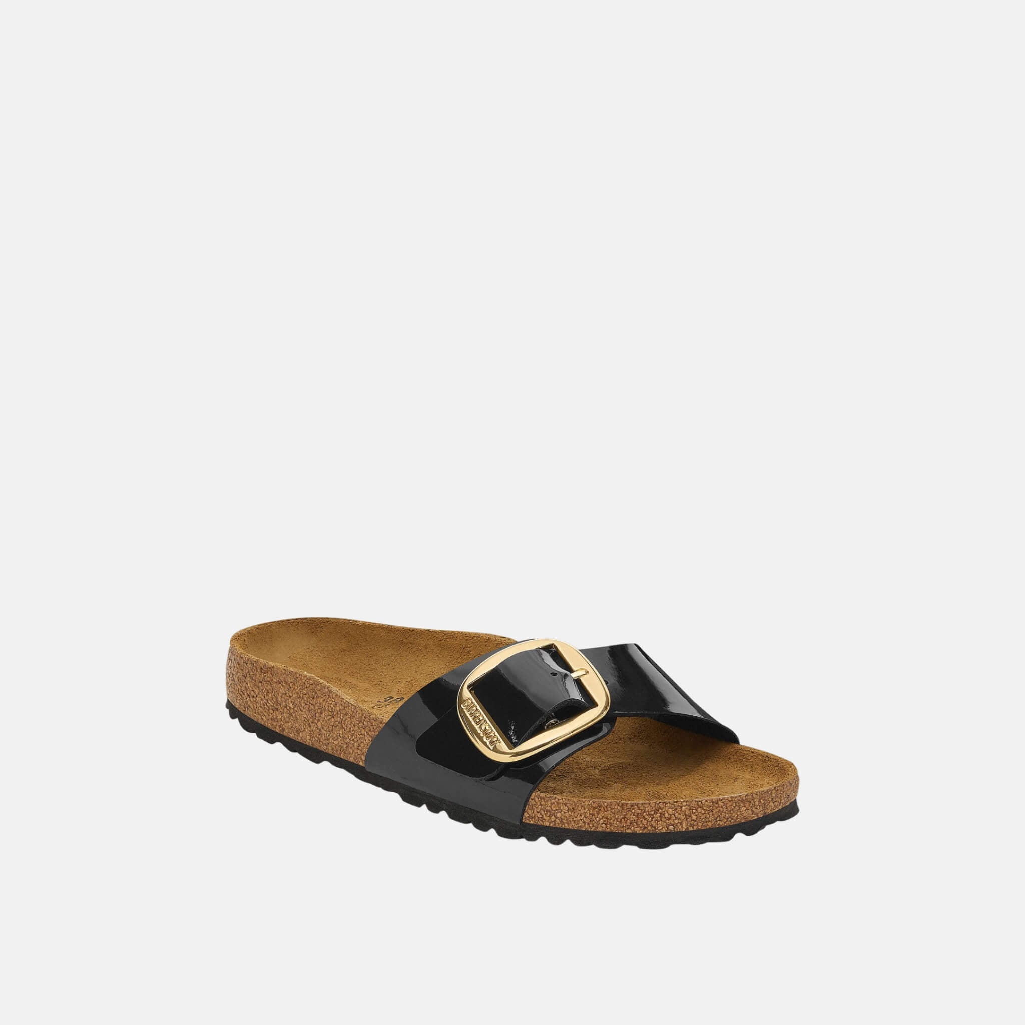 Černé Regular Pantofle Birkenstock Madrid Big Buckle Birko-Flor Patent