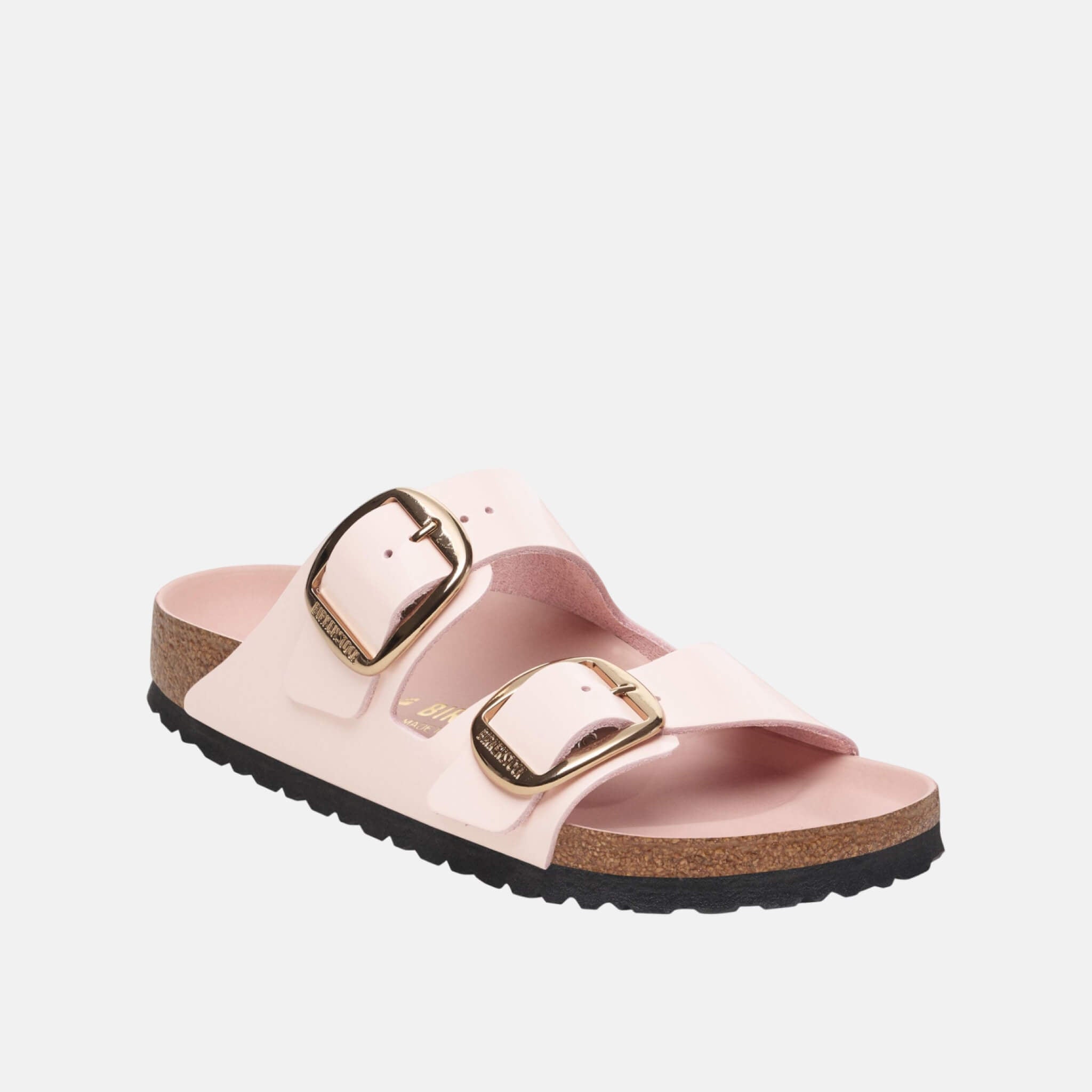 Růžové Regular Pantofle Arizona Big Buckle Natural Leather Patent