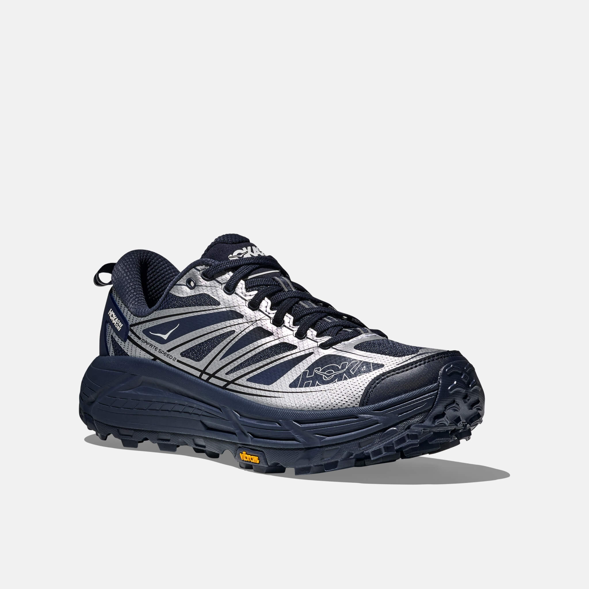 Unisex modro-stříbrné tenisky Hoka Mafate Speed 2