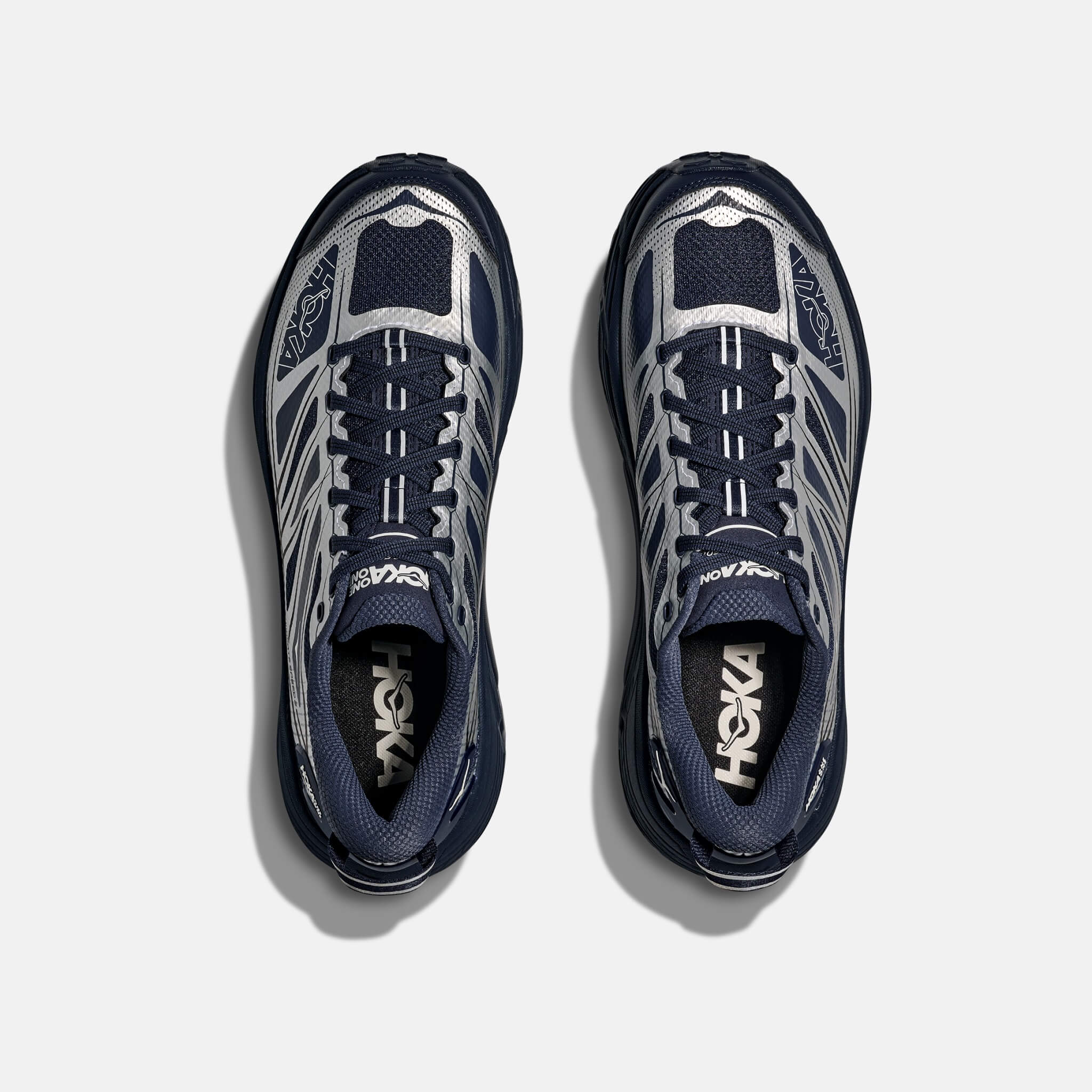 Unisex modro-stříbrné tenisky Hoka Mafate Speed 2