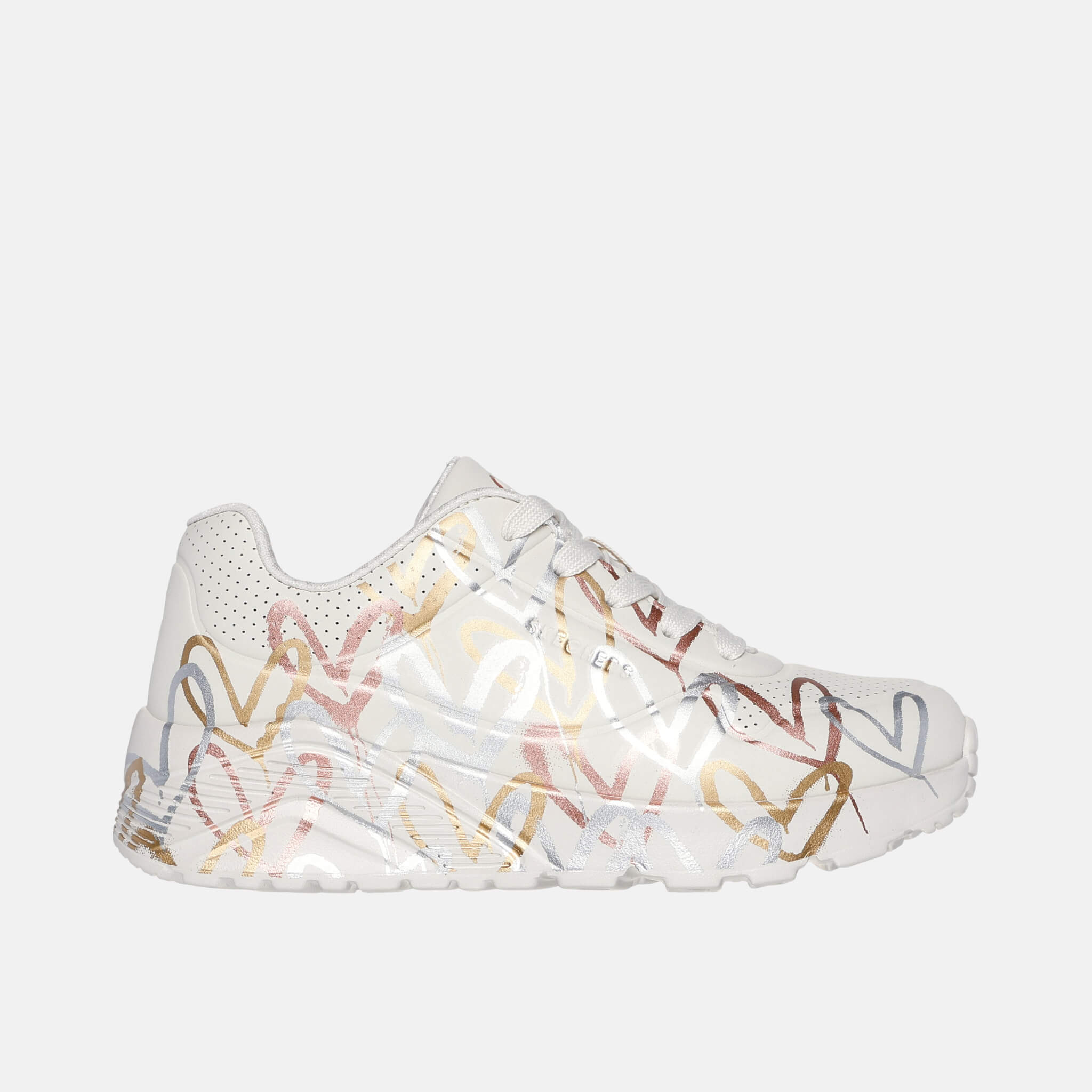 Dětské bílo-zlaté tenisky Skechers x JGoldcrown: UNO Lite - Metallic Love