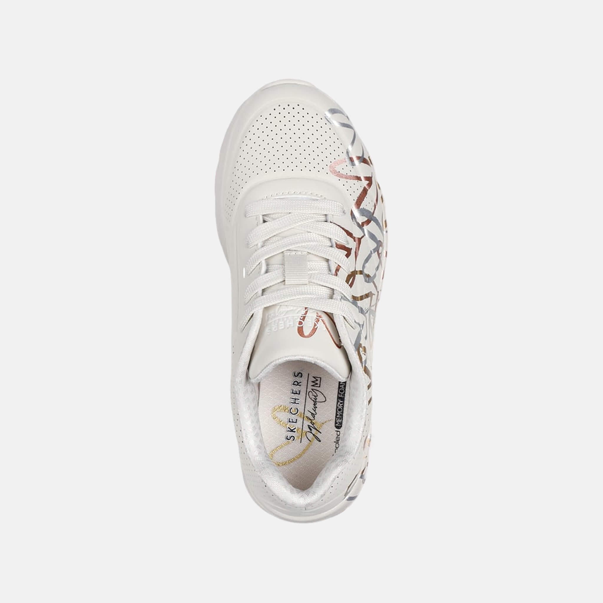 Dětské bílo-zlaté tenisky Skechers x JGoldcrown: UNO Lite - Metallic Love