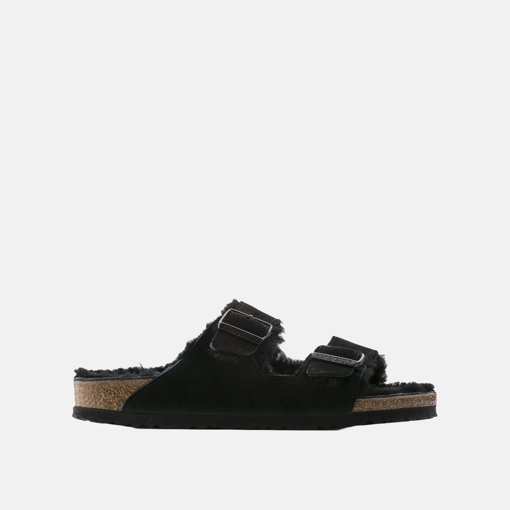 Černé pantofle Birkenstock Arizona Shearling Suede Leather