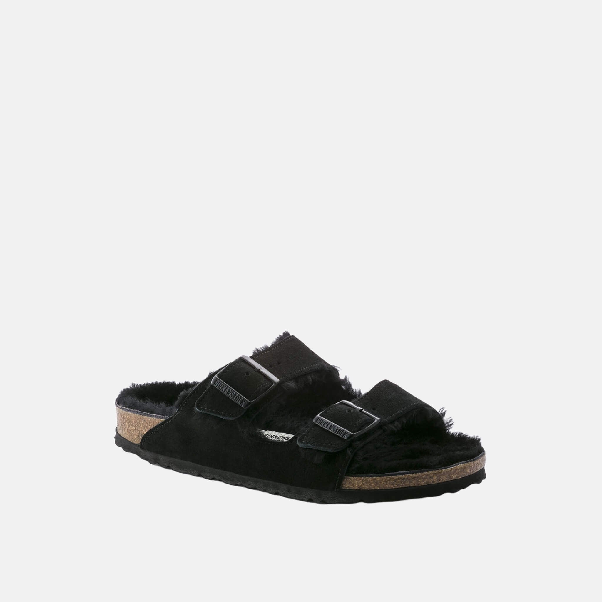 Černé pantofle Birkenstock Arizona Shearling Suede Leather