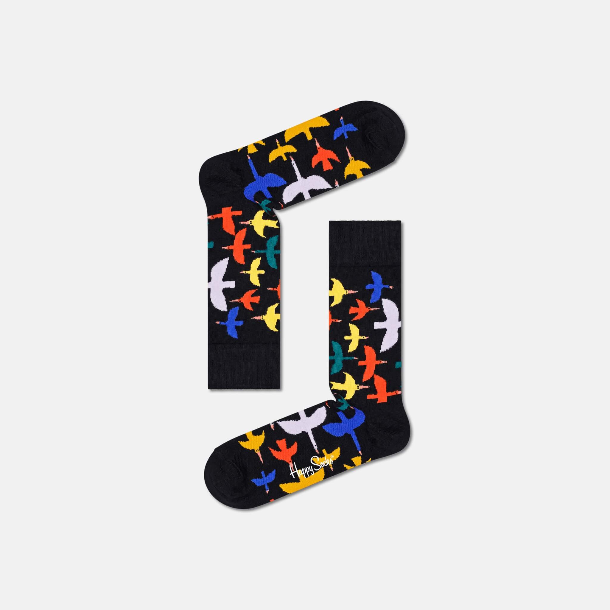 Černé ponožky Happy Socks s ptáky, vzor Bird Watch