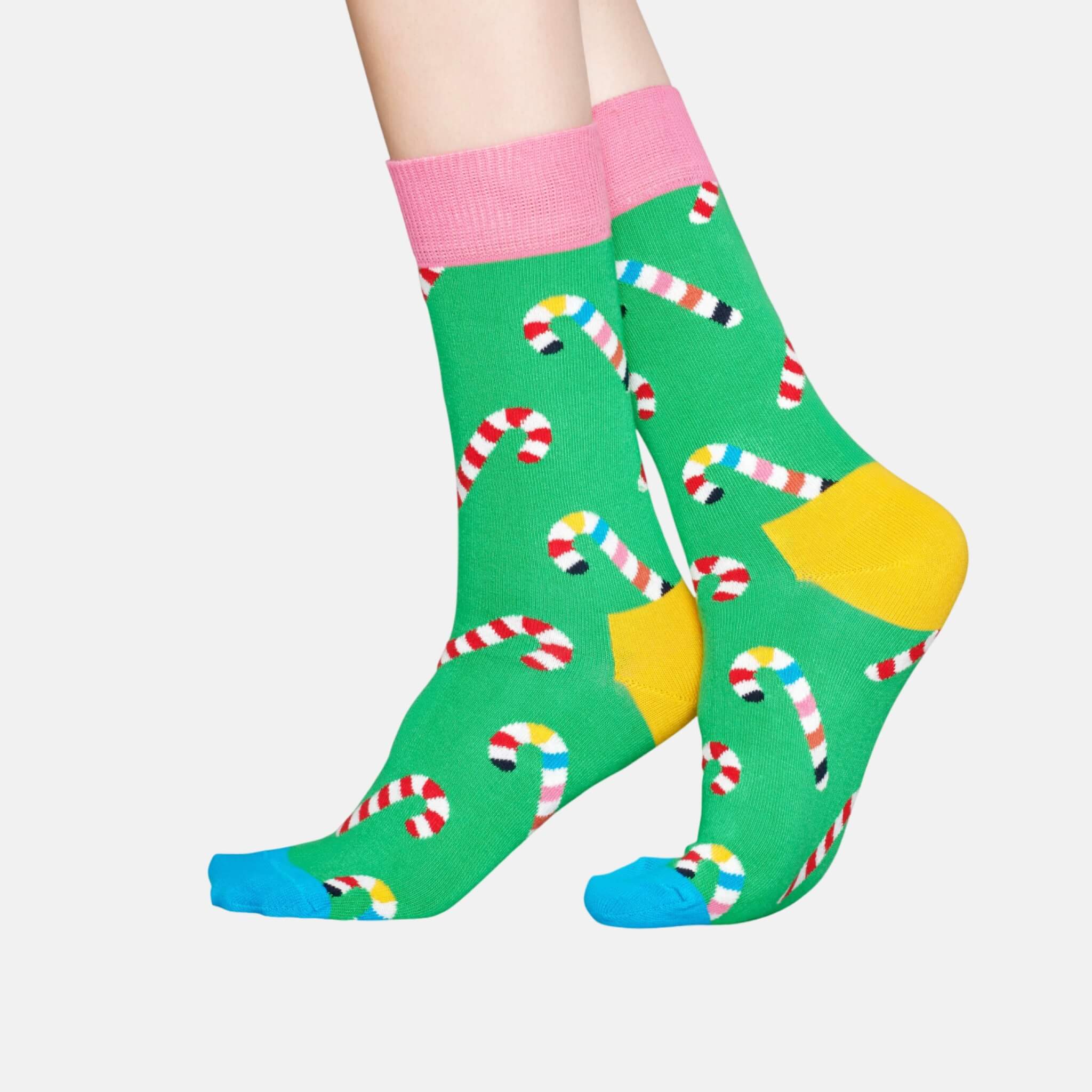 Zelené ponožky Happy Socks s cukrátky, vzor Candy Cane