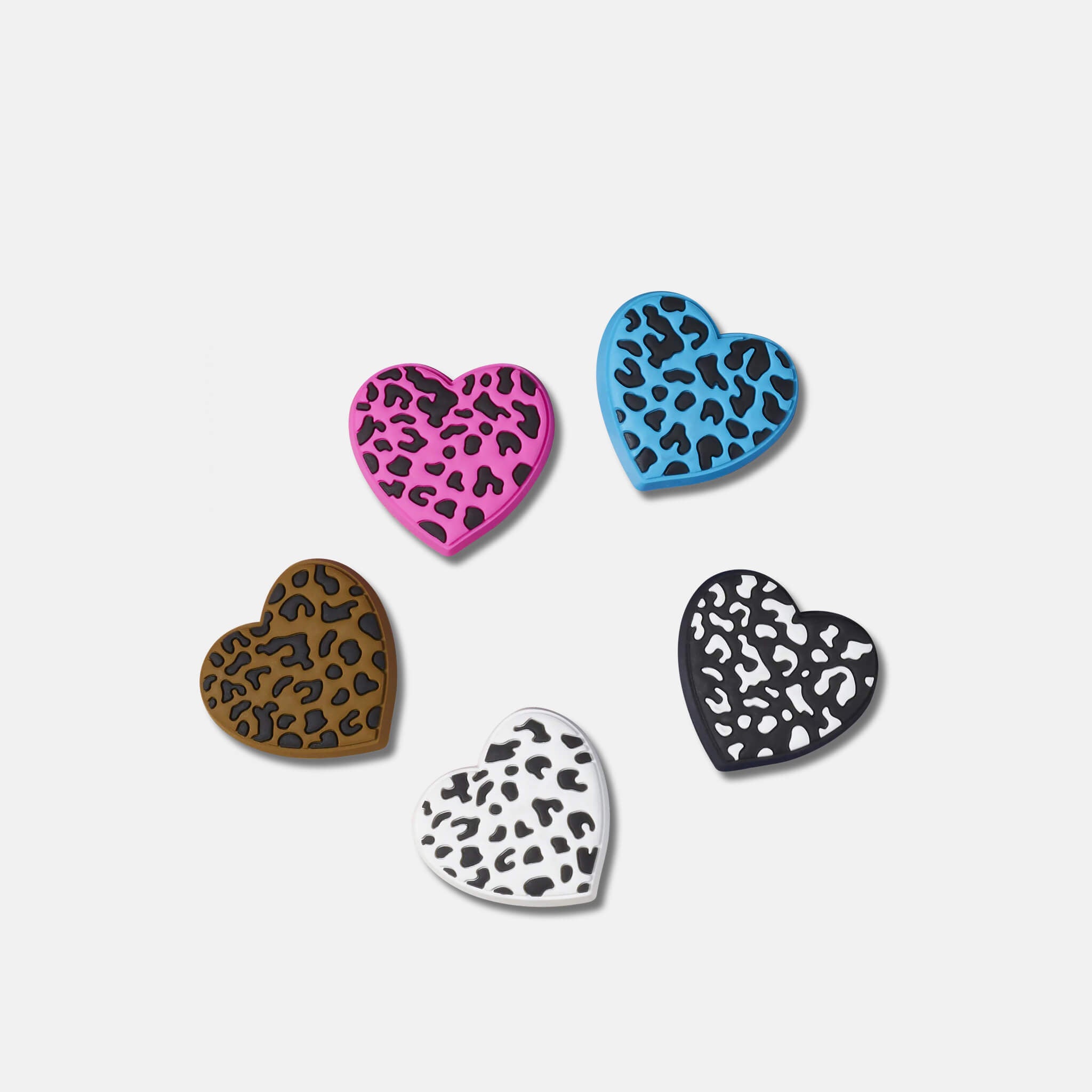 Odznáček Jibbitz - Leopard Animal Print Heart - 5 ks