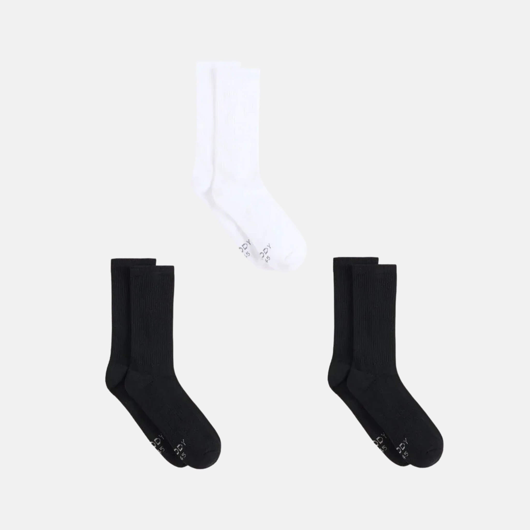 Unisex šedo-černo-bílé ponožky Boody Cushioned Crew Socks - 3 páry