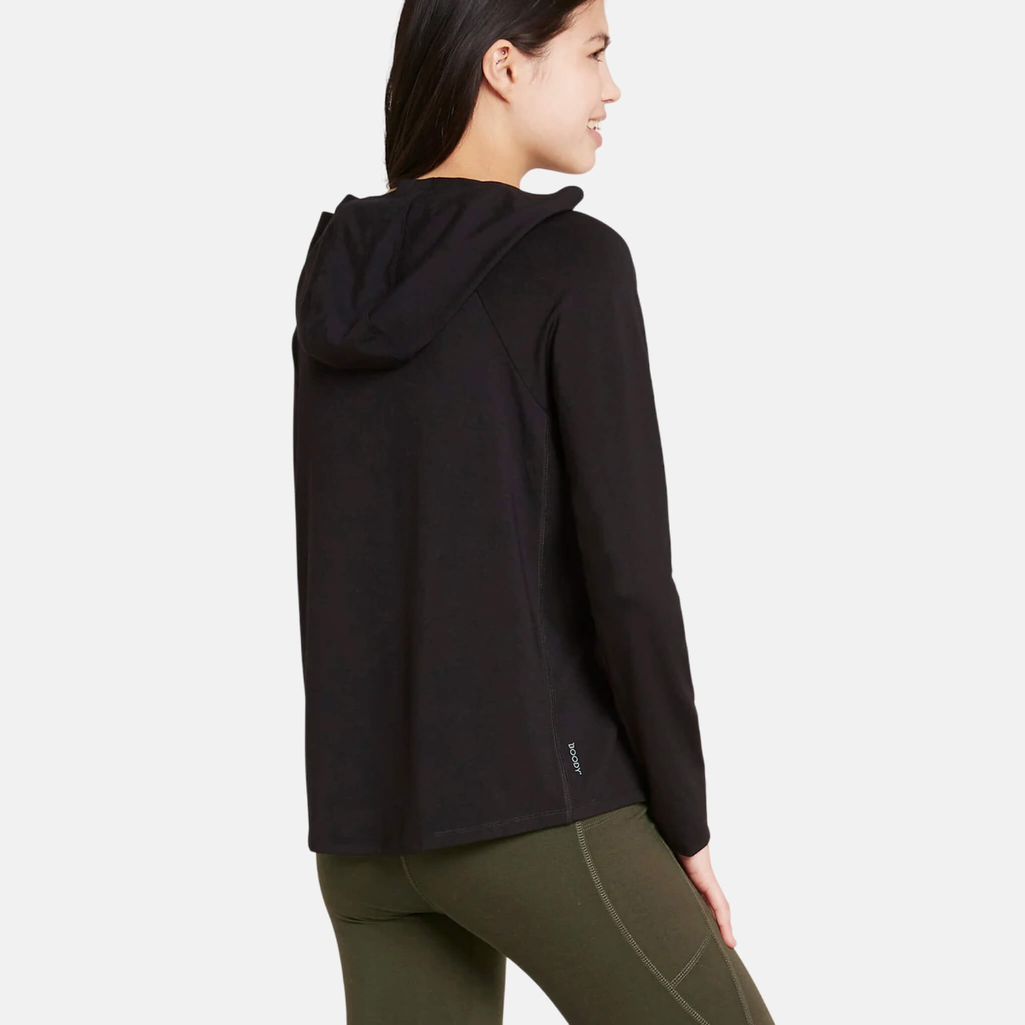 Dámské černé tričko Boody Women's Long Sleeve Hooded T-Shirt