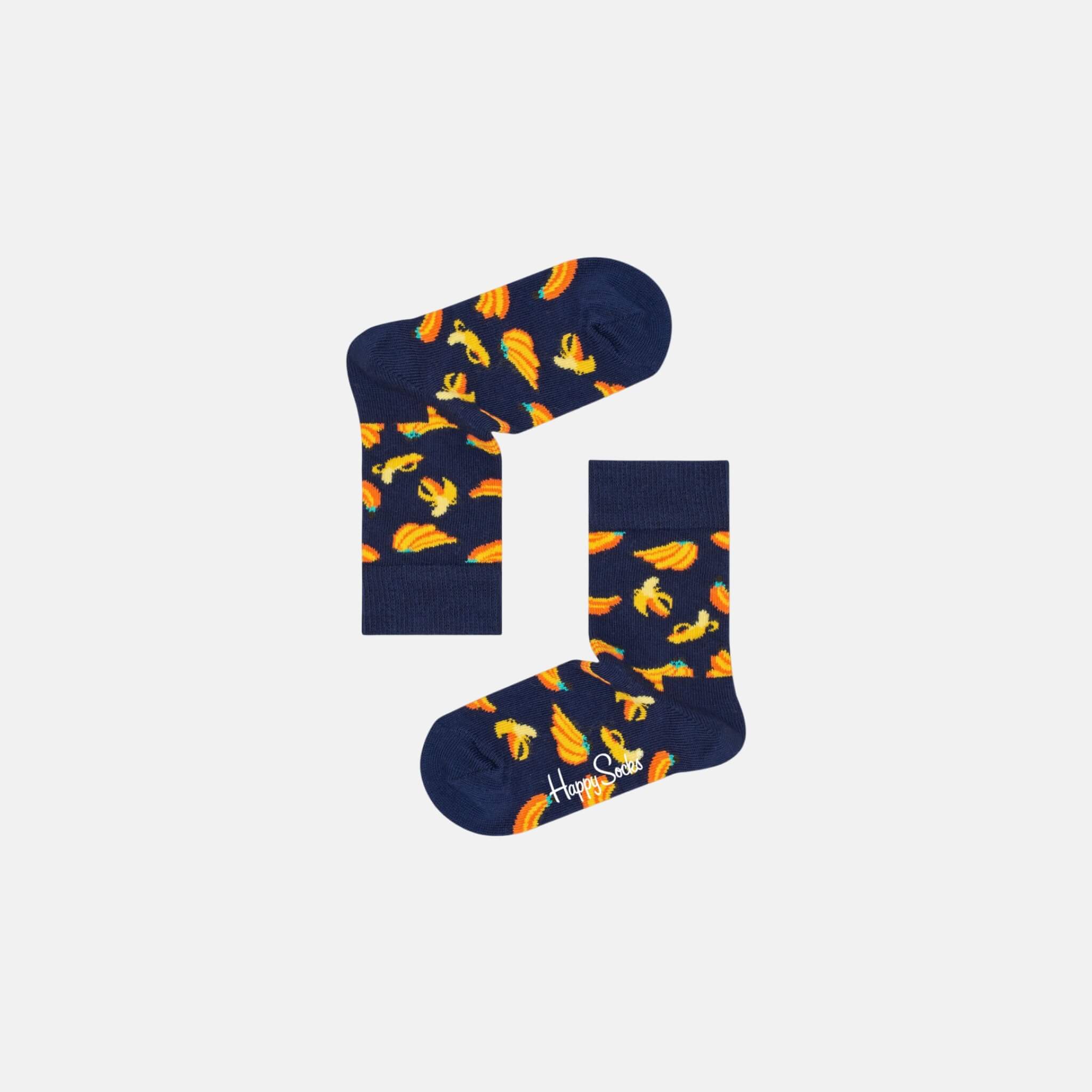 Dětské modré ponožky Happy Socks, vzor Banana