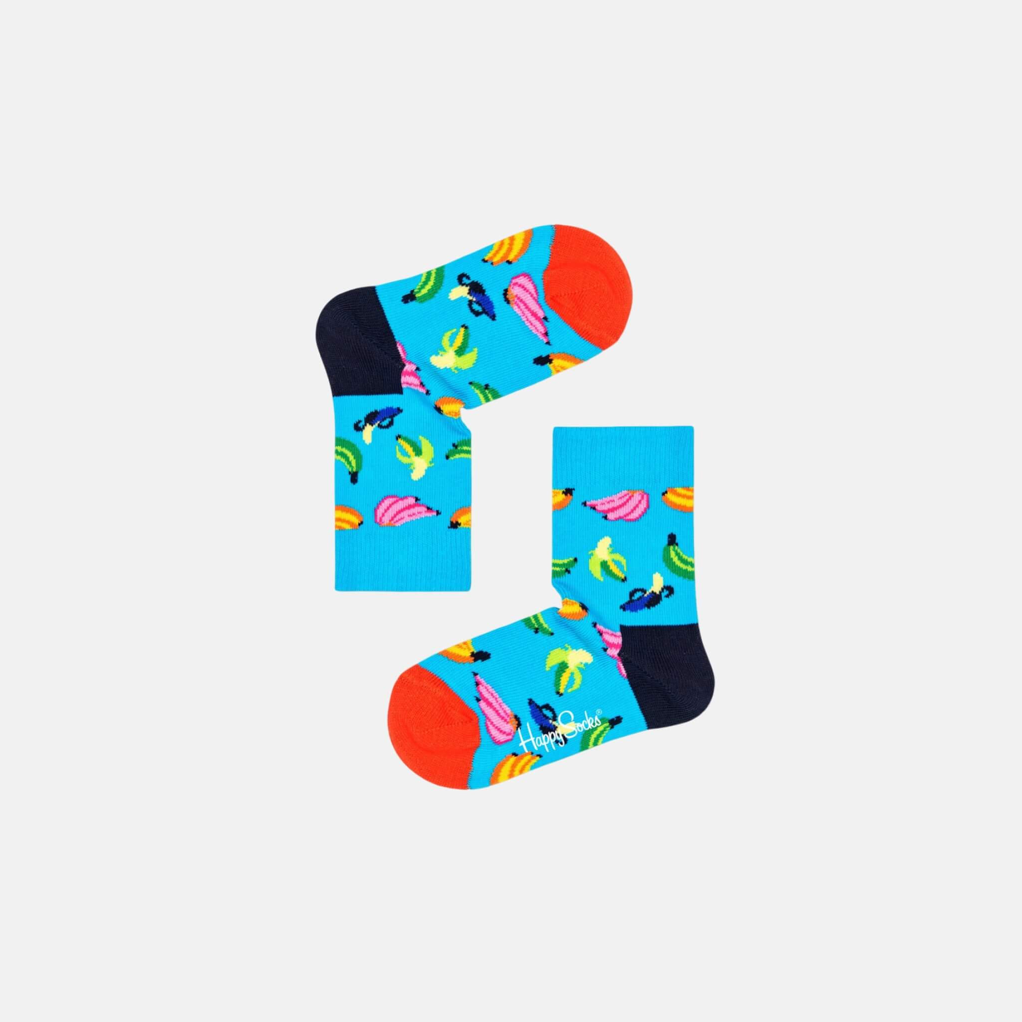 Dětské modré ponožky Happy Socks s banány, vzor Banana