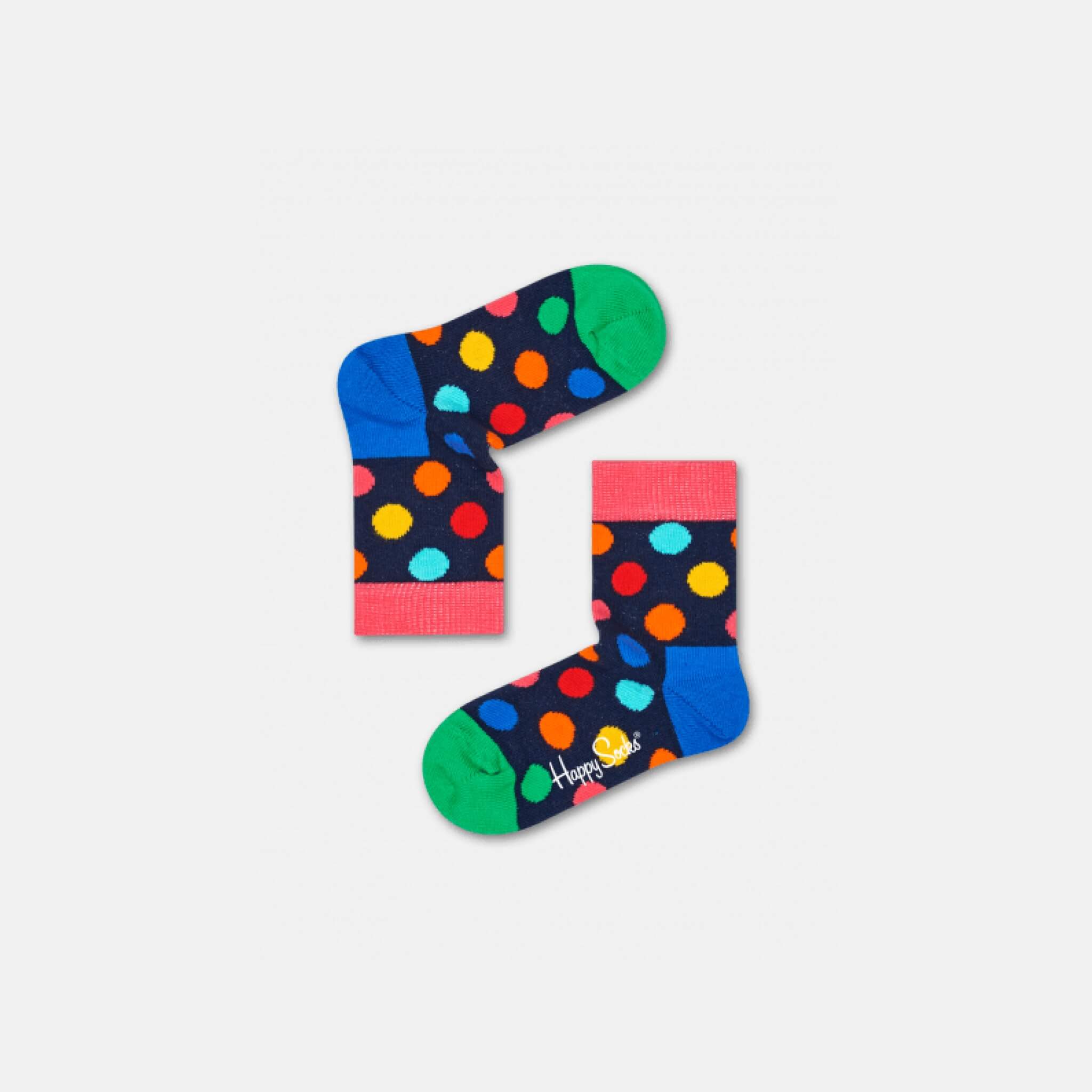 Dětské tmavě modré ponožky Happy Socks s barevnými puntíky, vzor Big Dot