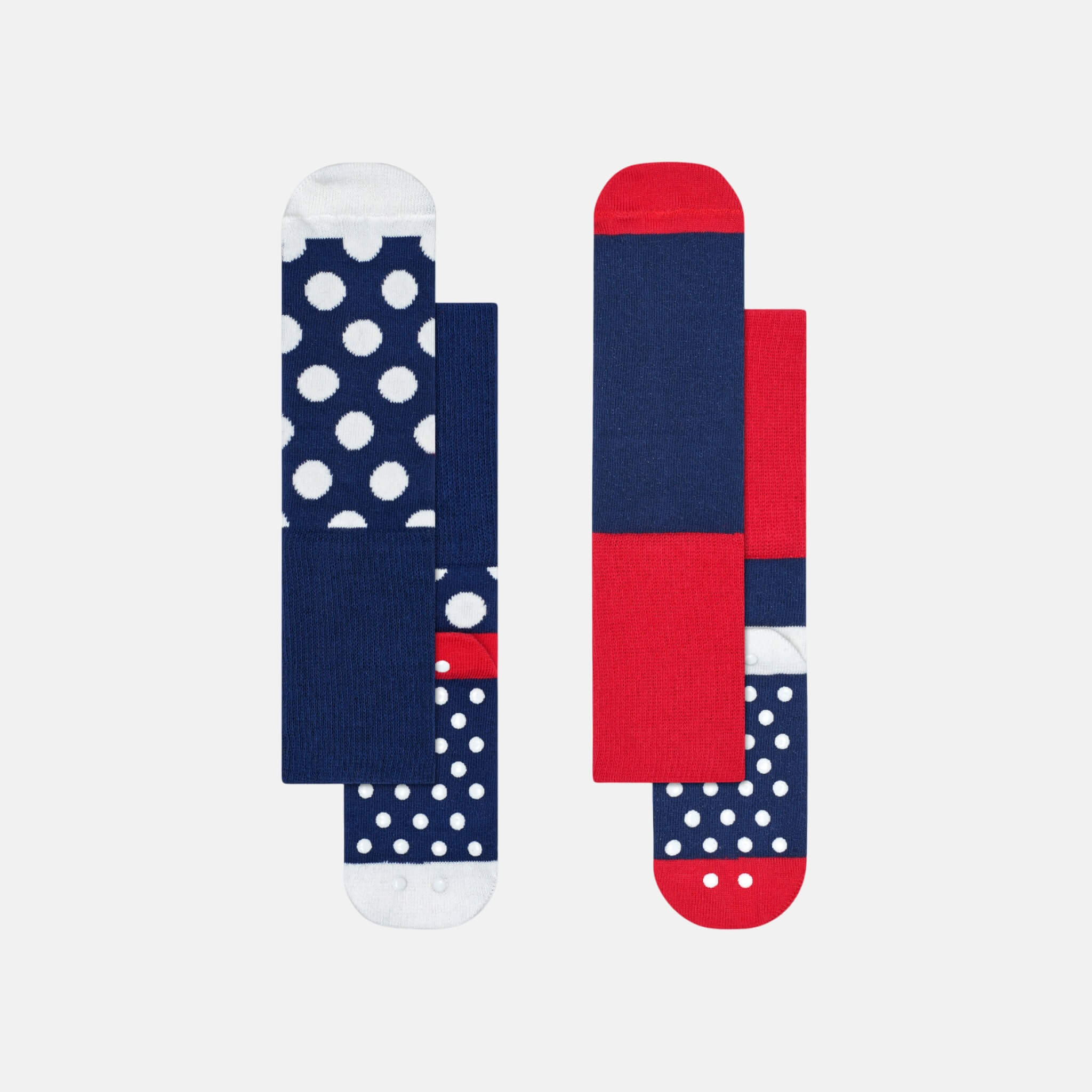Dětské modré protiskluzové ponožky Happy Socks, dva páry – vzor Big Dot