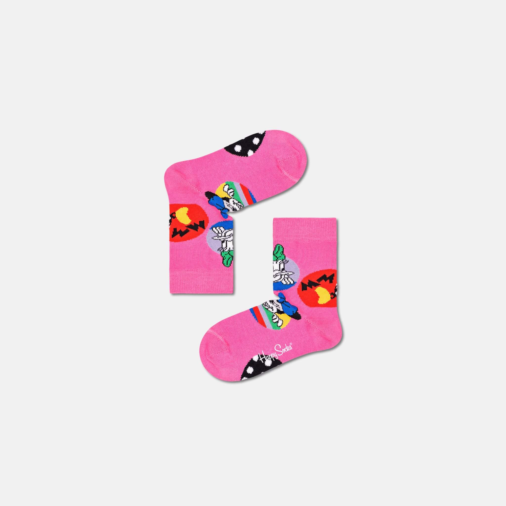 Dětské růžové ponožky Happy Socks x Disney, vzor Daisy & Minnie Dot