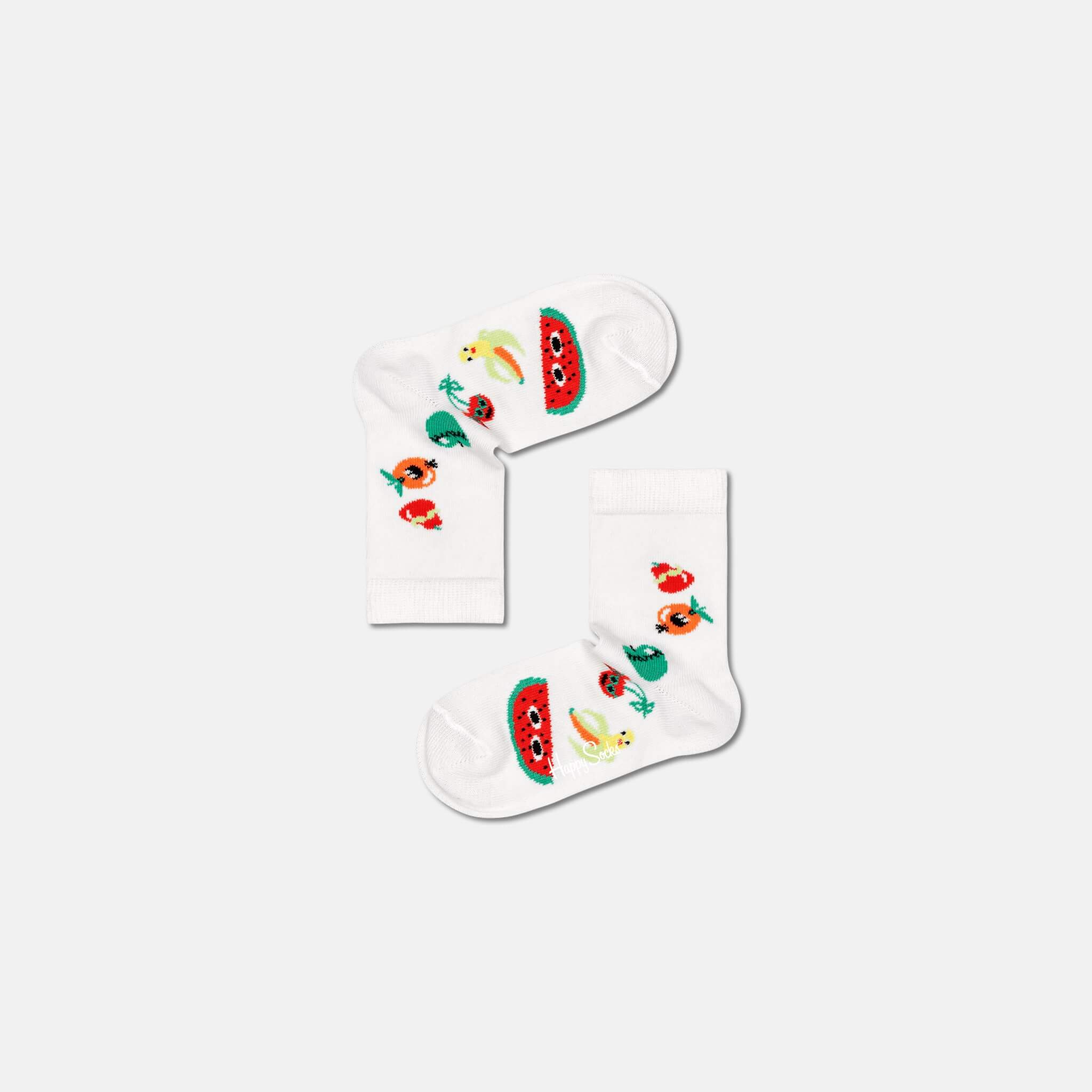 Dětské bílé ponožky Happy Socks s ovocem, vzor Fruit Tower