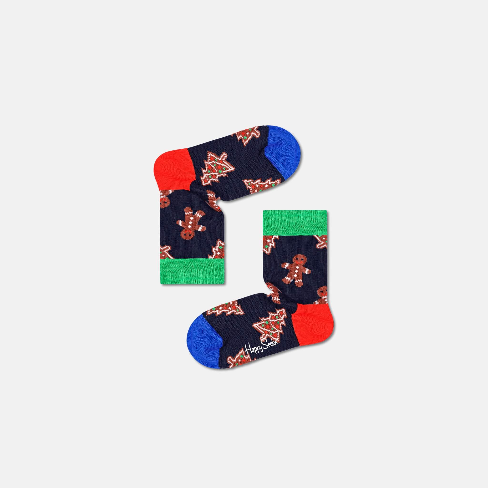 Dětské modré ponožky Happy Socks s vánočními perníčky, vzor Gingerbread Cookies