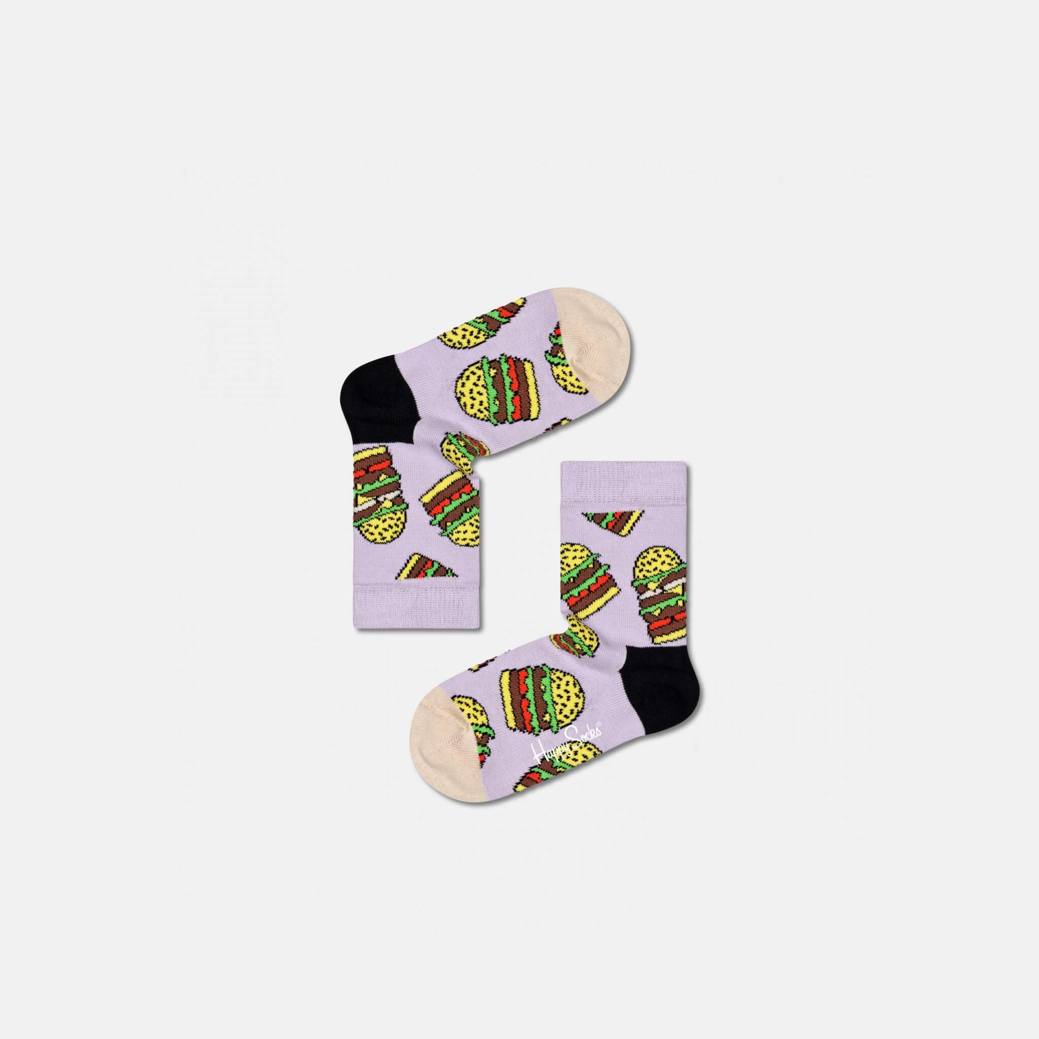 Dětské fialové ponožky Happy Socks, vzor Hamburger