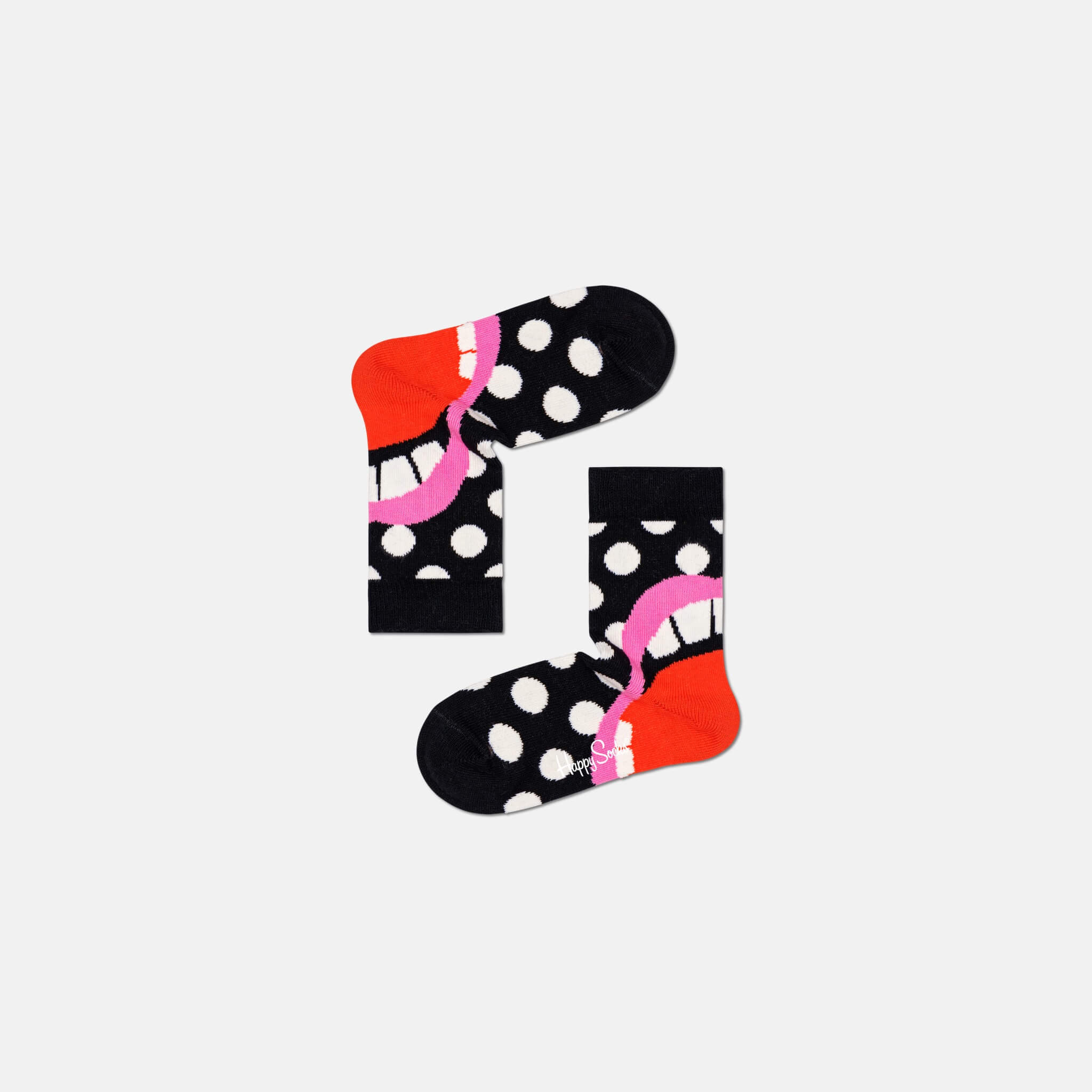 Dětské černé ponožky Happy Socks s puntíky, vzor Laugh