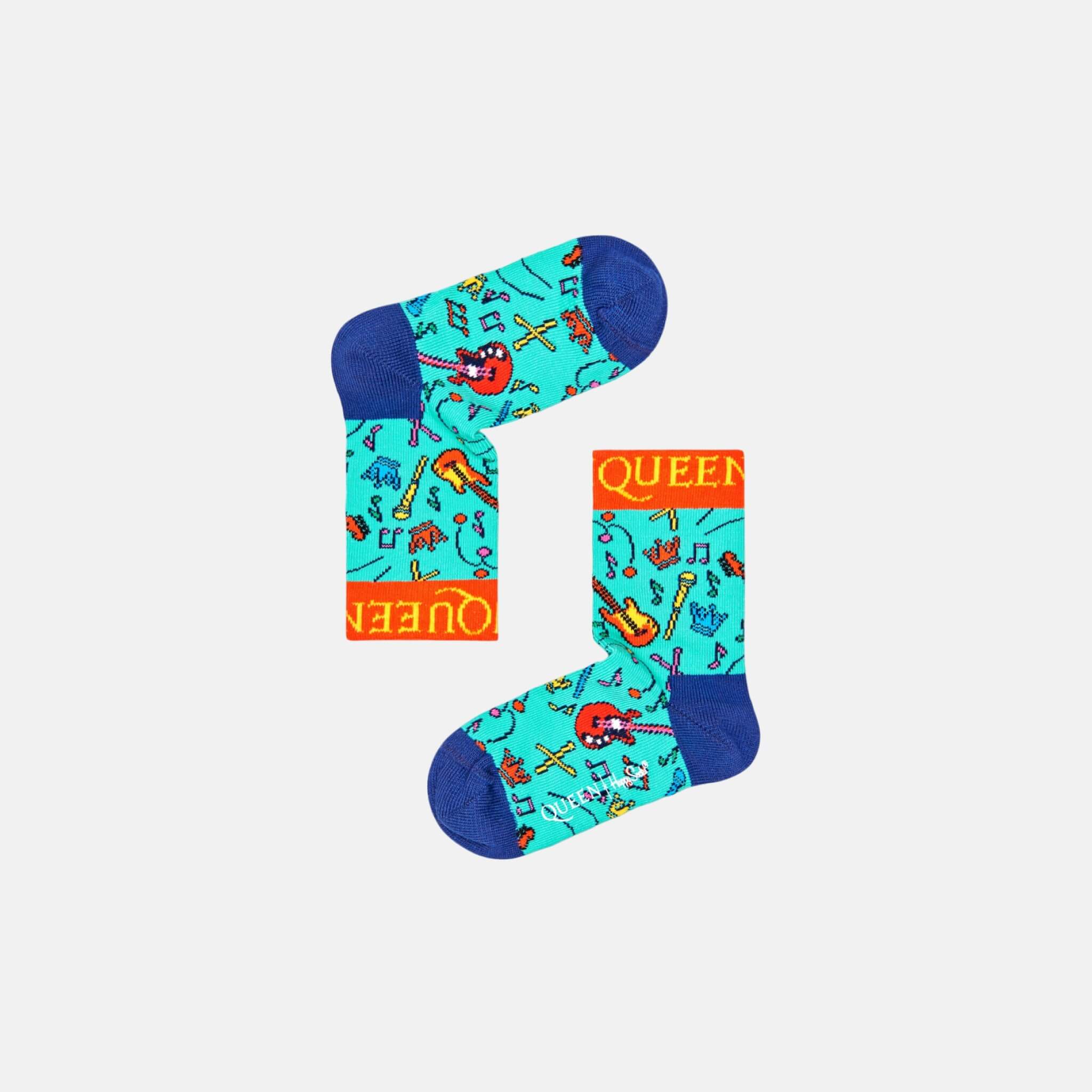Dětské tyrkysové ponožky z kolekce Happy Socks x Queen, vzor The Works